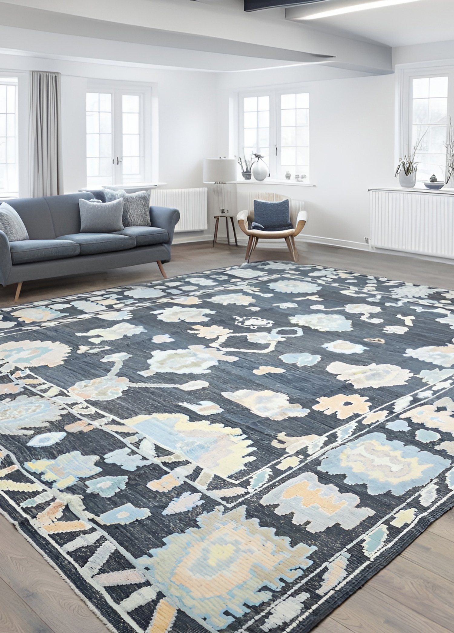 Jean Oushak Patterned Handwoven Large Wool Rug 376x456 cm