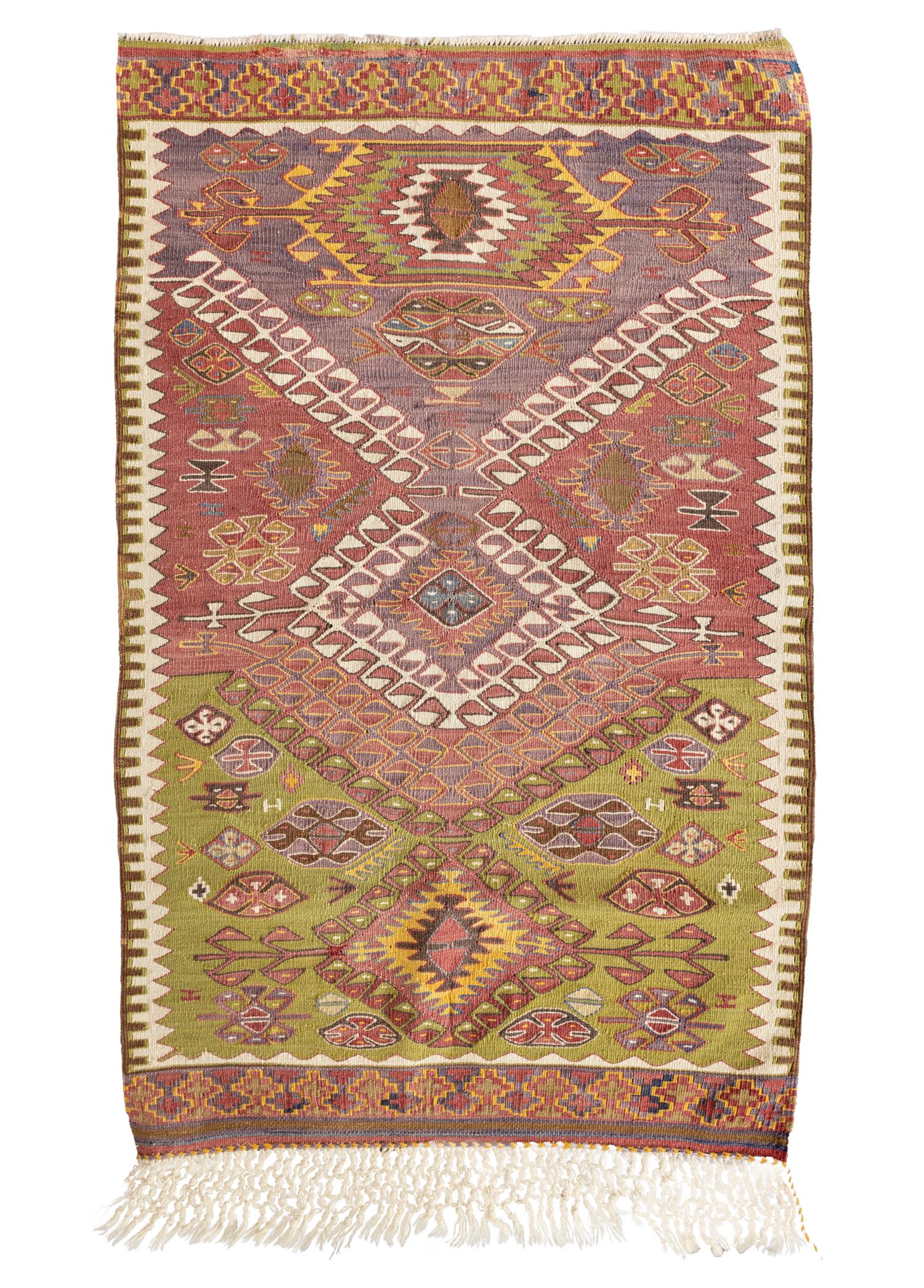 Marcin Primitive Patterned Hand Woven Wool Rug 74x111 cm