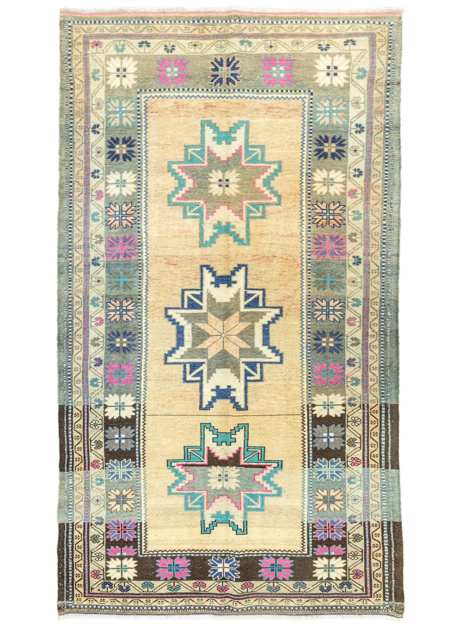 Asel Star Patterned Handwoven Rug 148x260 cm