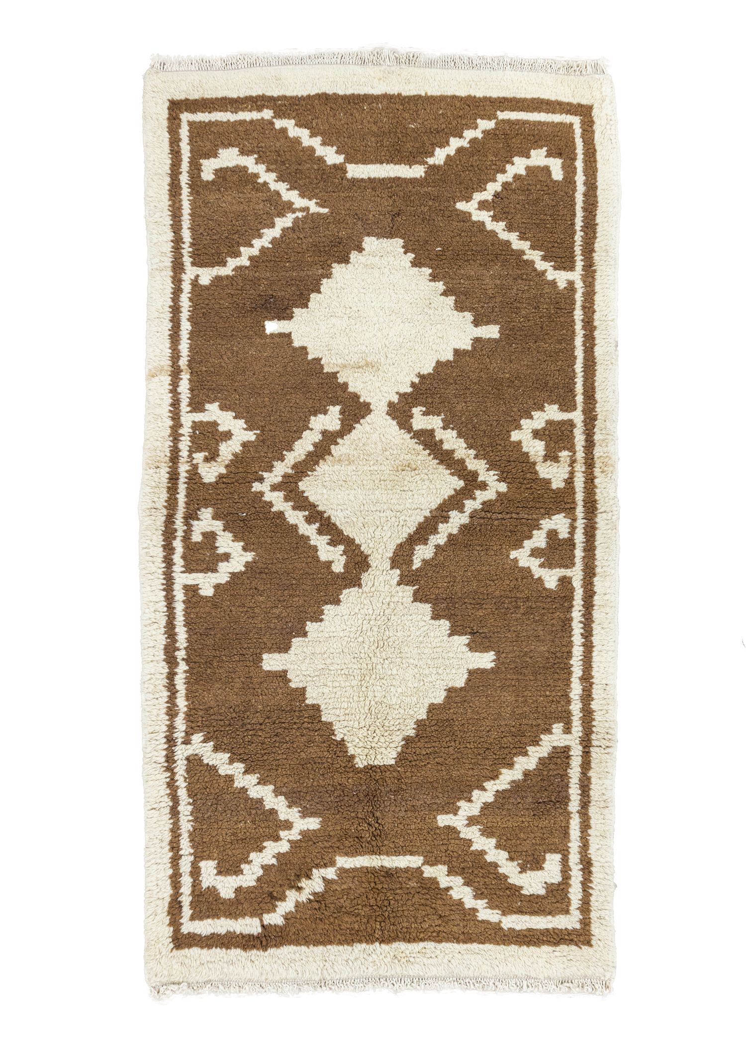 Defne Hand Woven Primitive Patterned Vintage Wool Rug 81x157 cm