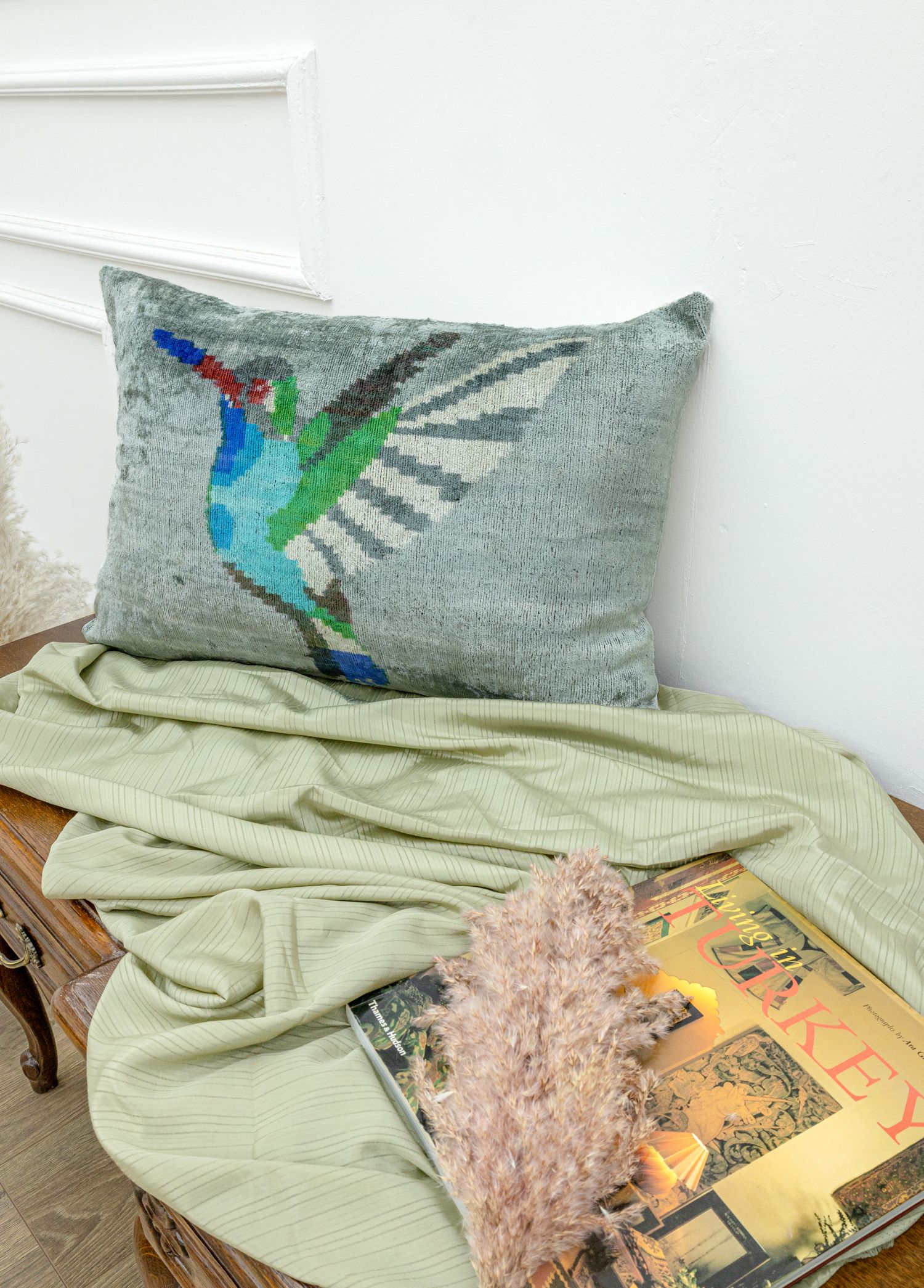 Cenker Bird Patterned Pillow 60x40 cm