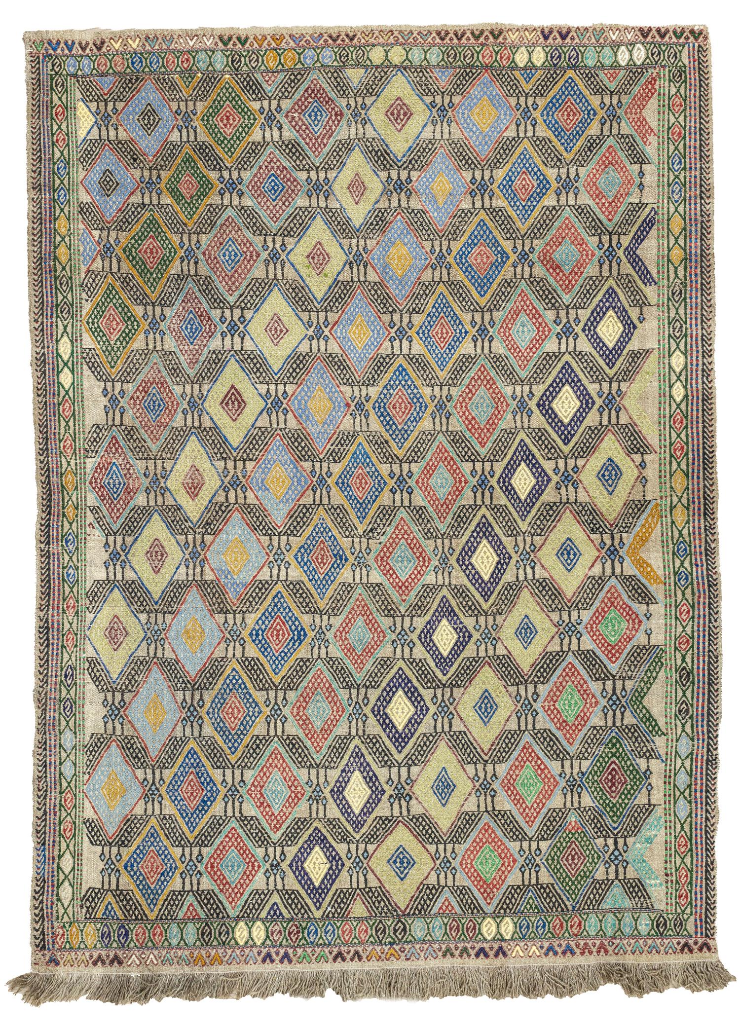 Akasya Geometrik Tasarımlı Yün Cicim Kilim 135x186 cm