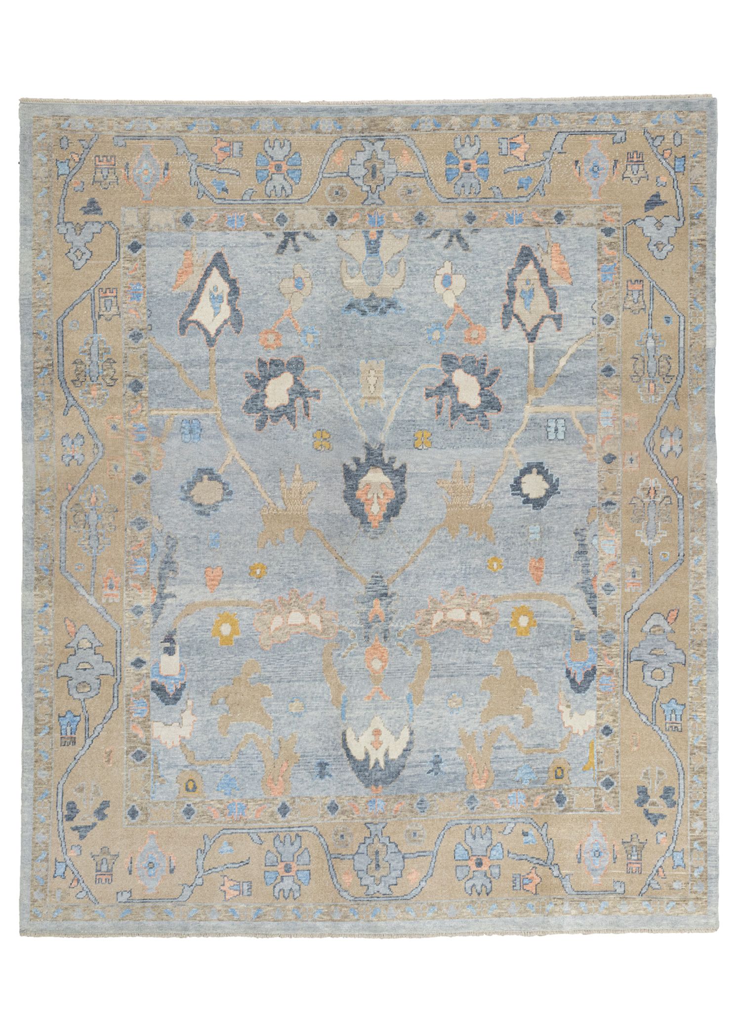 Eynehan Ethnic Patterned Wool Oushak Rug 307x360 cm