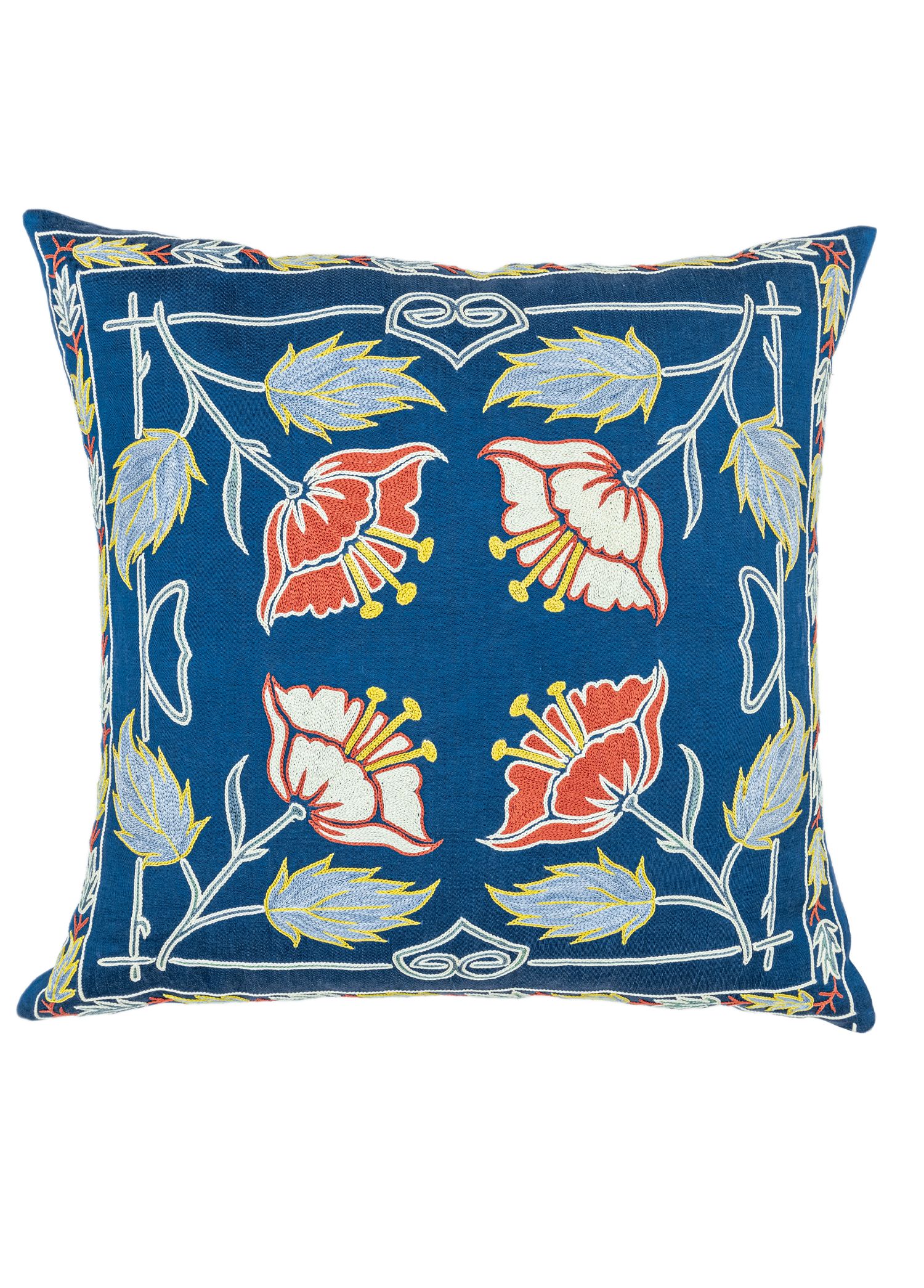 Dare Flower Embroidered Silk Cushion 45x45 cm