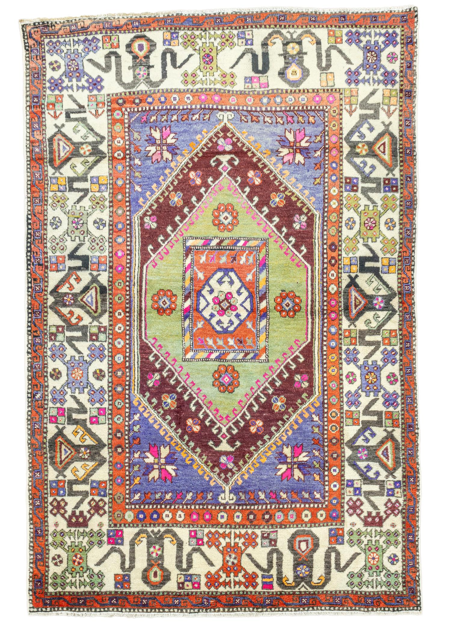 Yunt Mountain Colorful Handwoven Wool Rug 170x260 cm