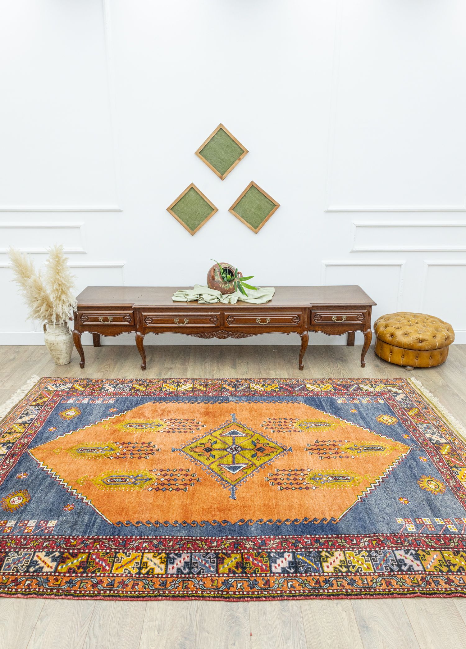 Timer Geometric Patterned Wool Rug 194x278 cm