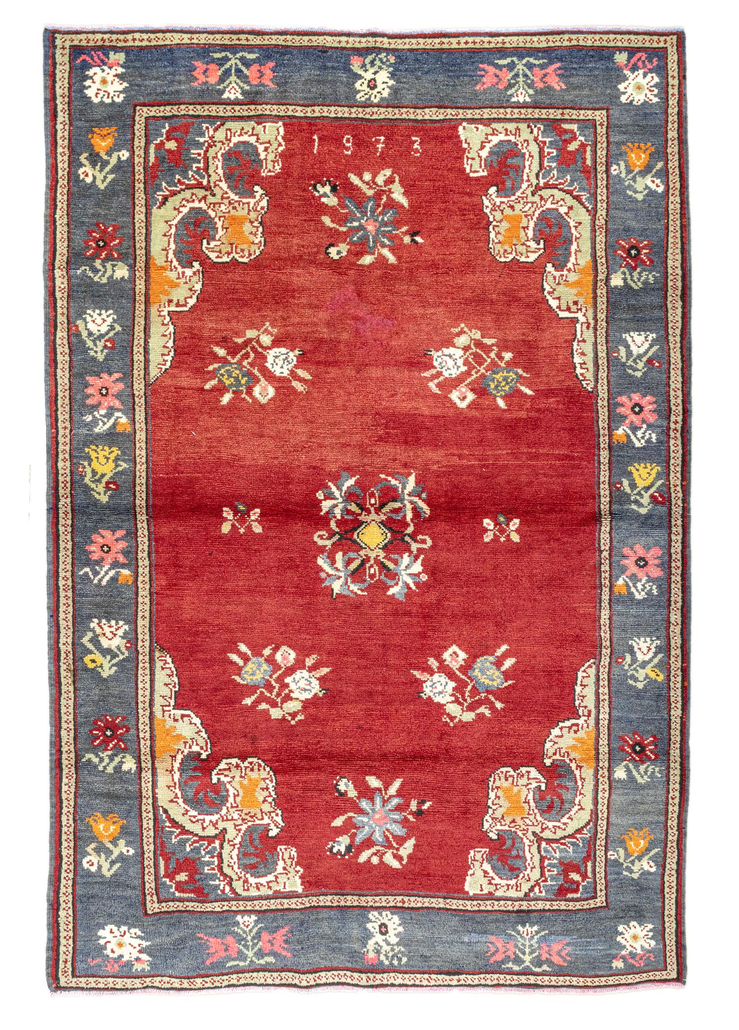 Bordeaux Floral Handwoven Wool Rug 198x296 cm