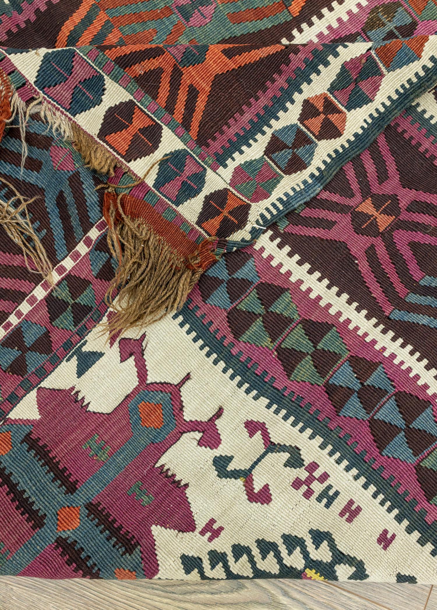 Kars, Kağızman El Dokuma Antika Kilim Yolluk 144x392 cm