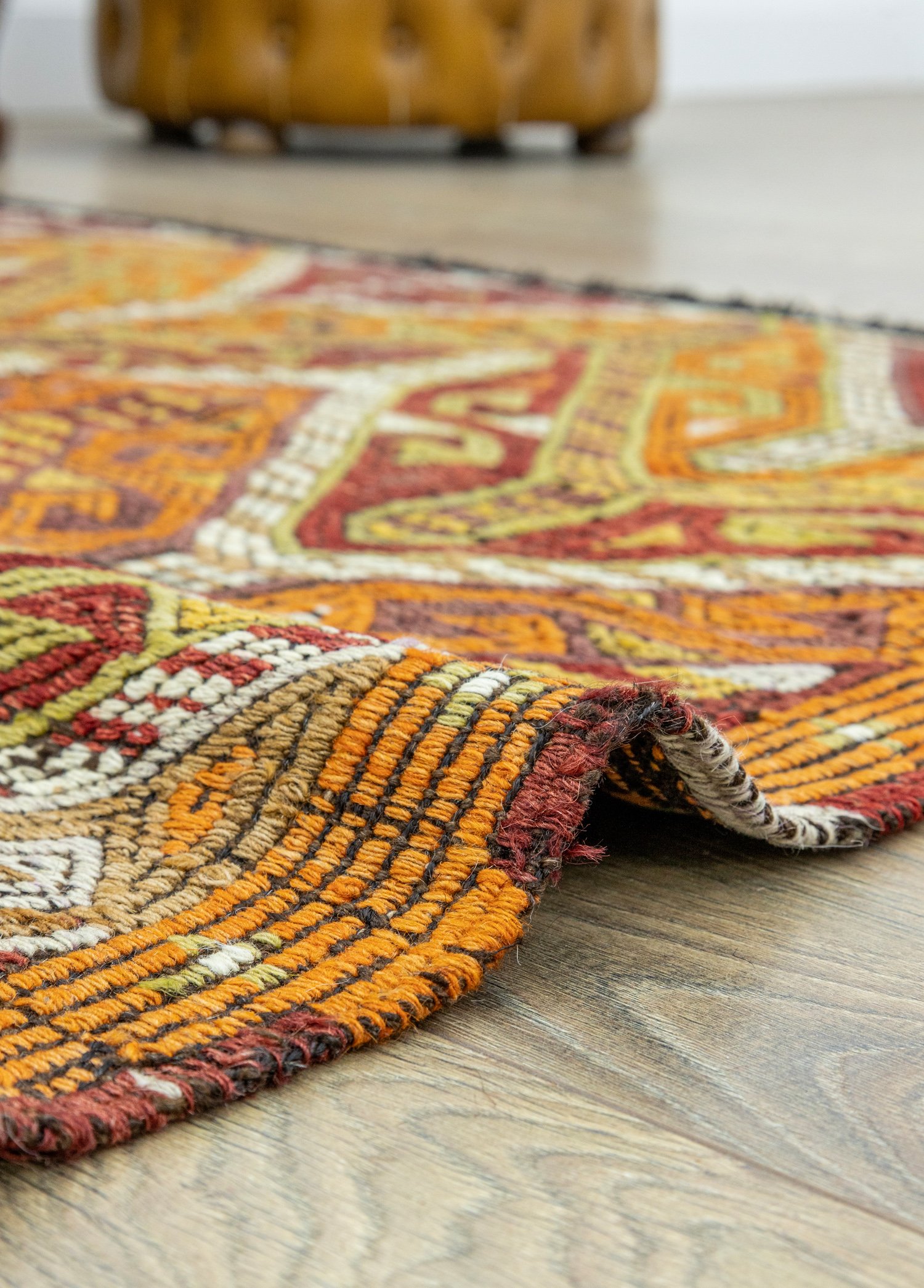 Kortu Ethnic Colorful Hand-Woven Cicim Kilim 131x166 cm