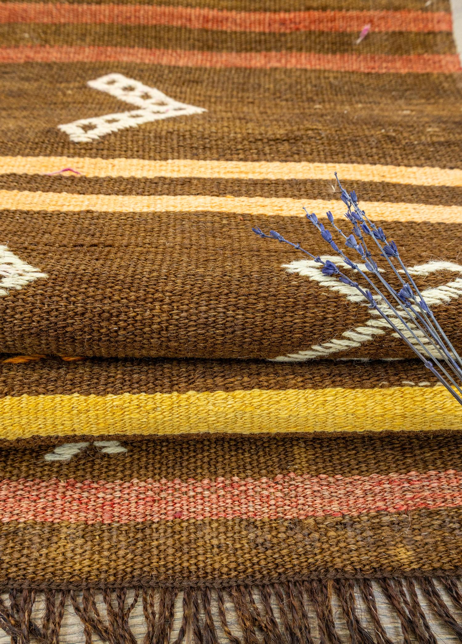 Cicim Handwoven Large Brown Kilim 232x408 cm