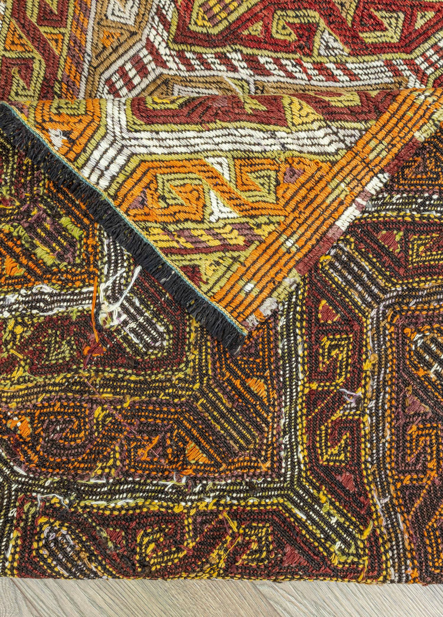 Kortu Etnik Renkli El Dokuma Cicim Kilim 131x166 cm