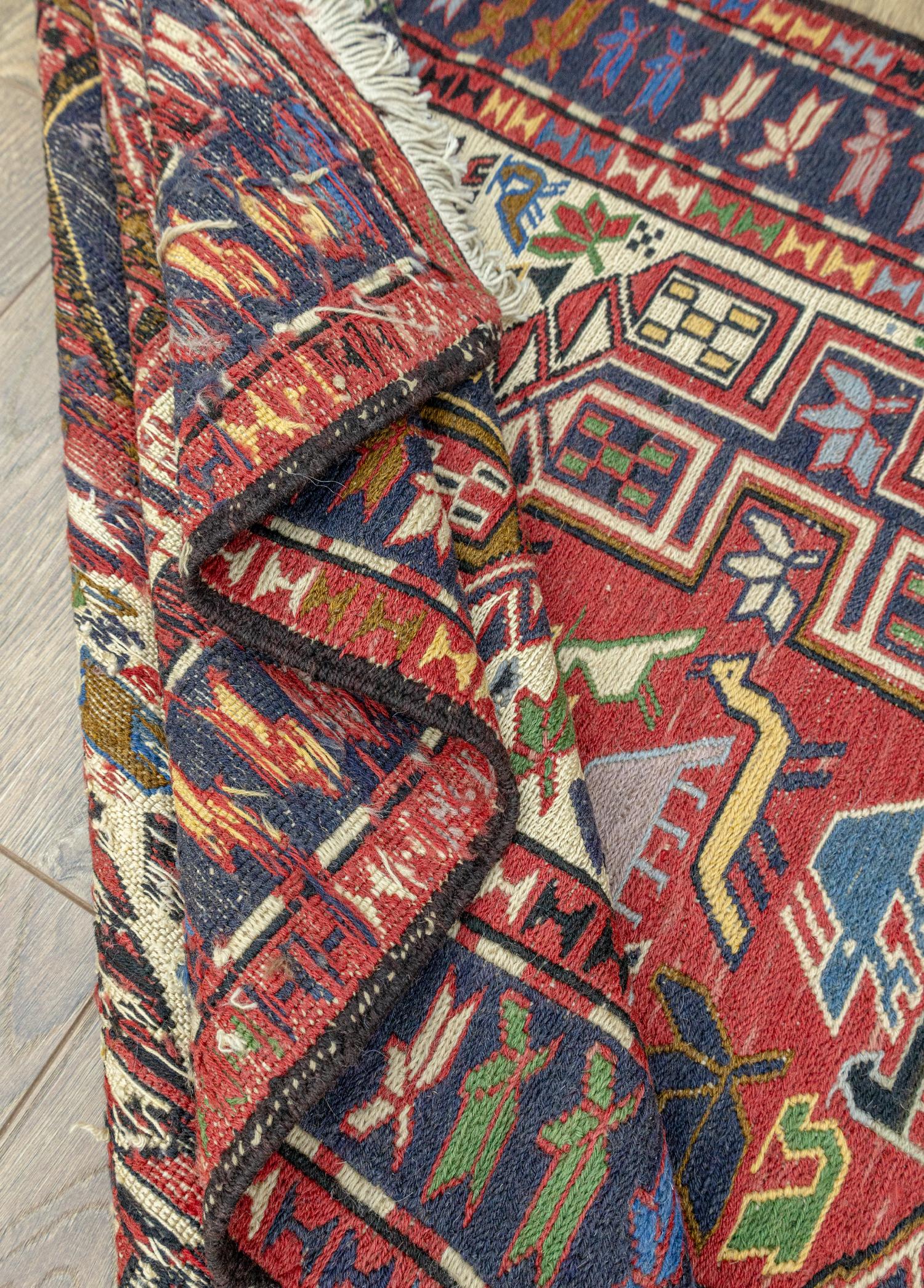 Gulivand Hayvan Figürlü Sumak Kilim 77x102 cm