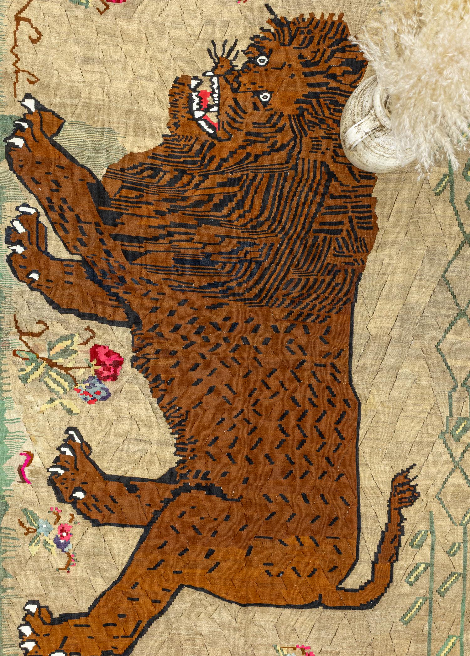 Terra Aslan Desenli El Dokuma Kilim 177x263 cm