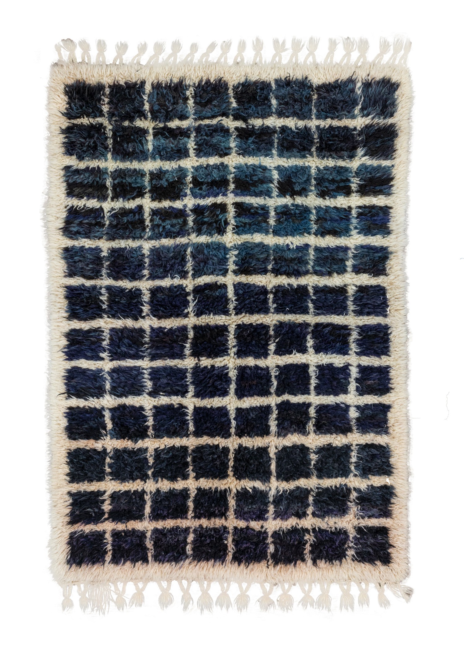 Fulya Hand Woven Checkered Tulu Wool Rug 128x183 cm