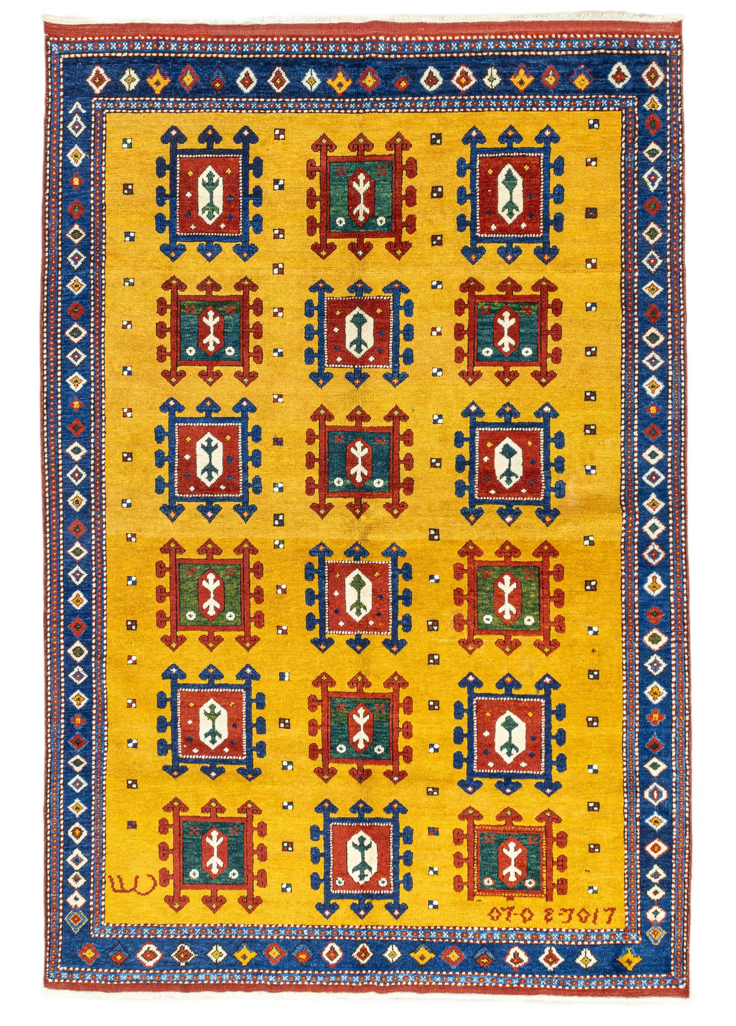 Hevi Handwoven Yellow Wool Rug 161x237 cm