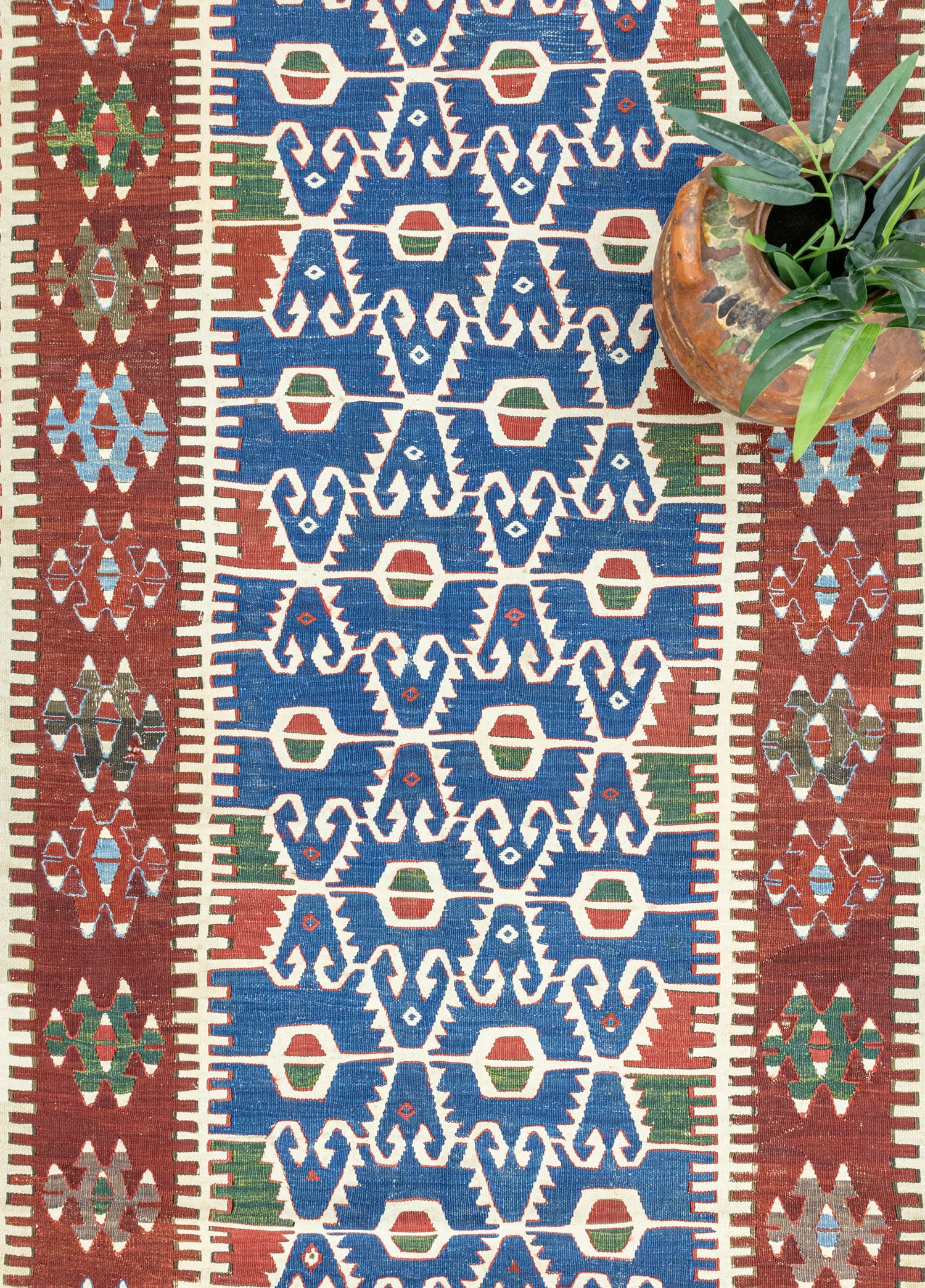 Obruk, Traditional Handwoven Antique Kilim Runner