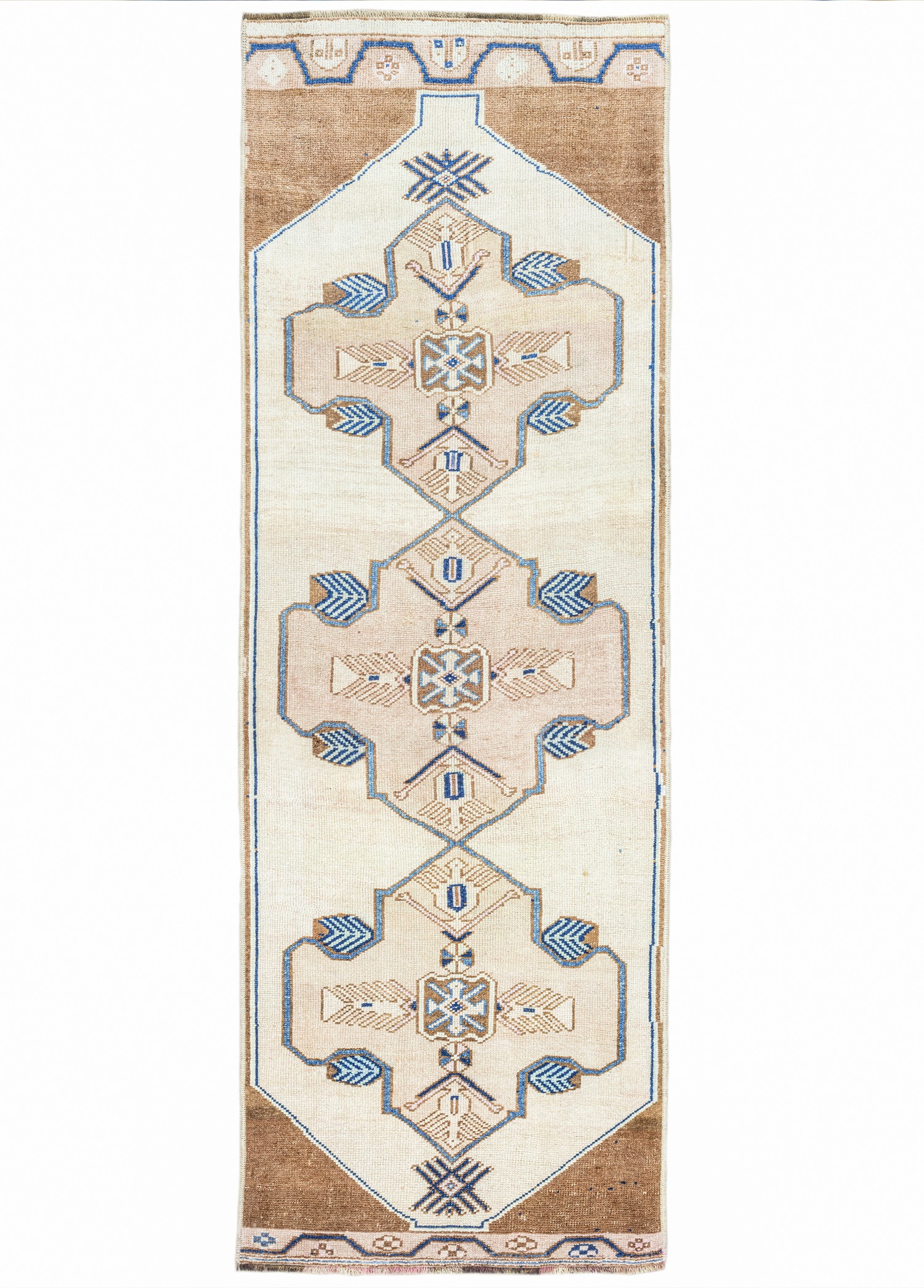 Damra Rustic Patterned Hand-Woven Wool Rug 120x361 cm