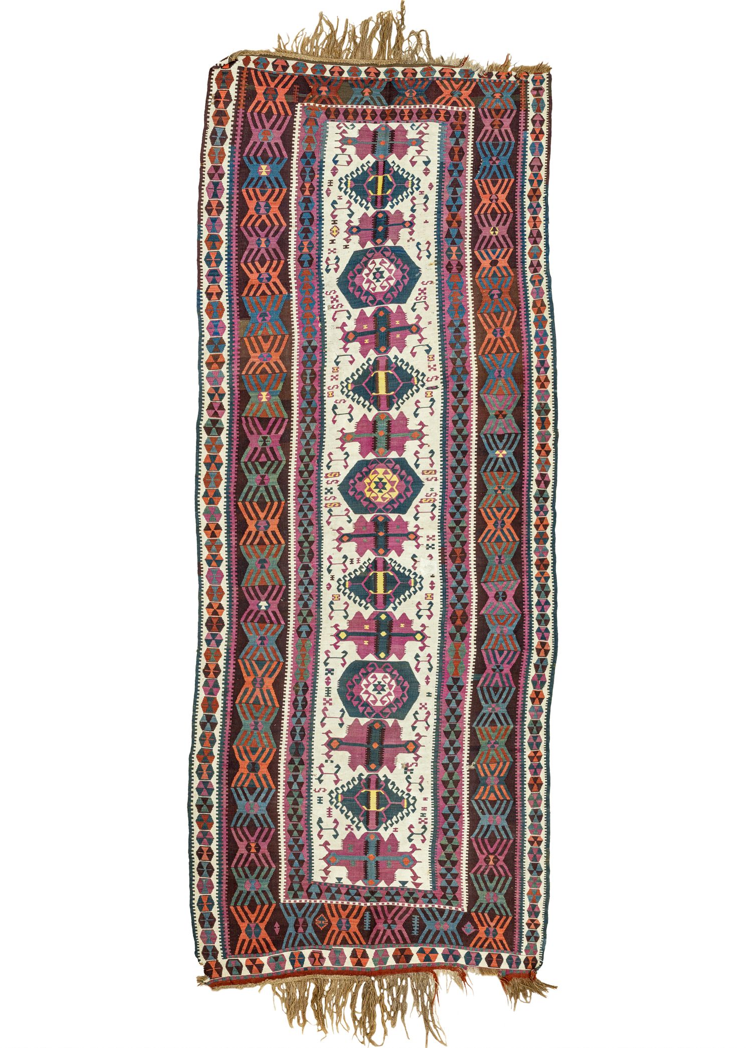 Kars, Kağızman El Dokuma Antika Kilim Yolluk 144x392 cm