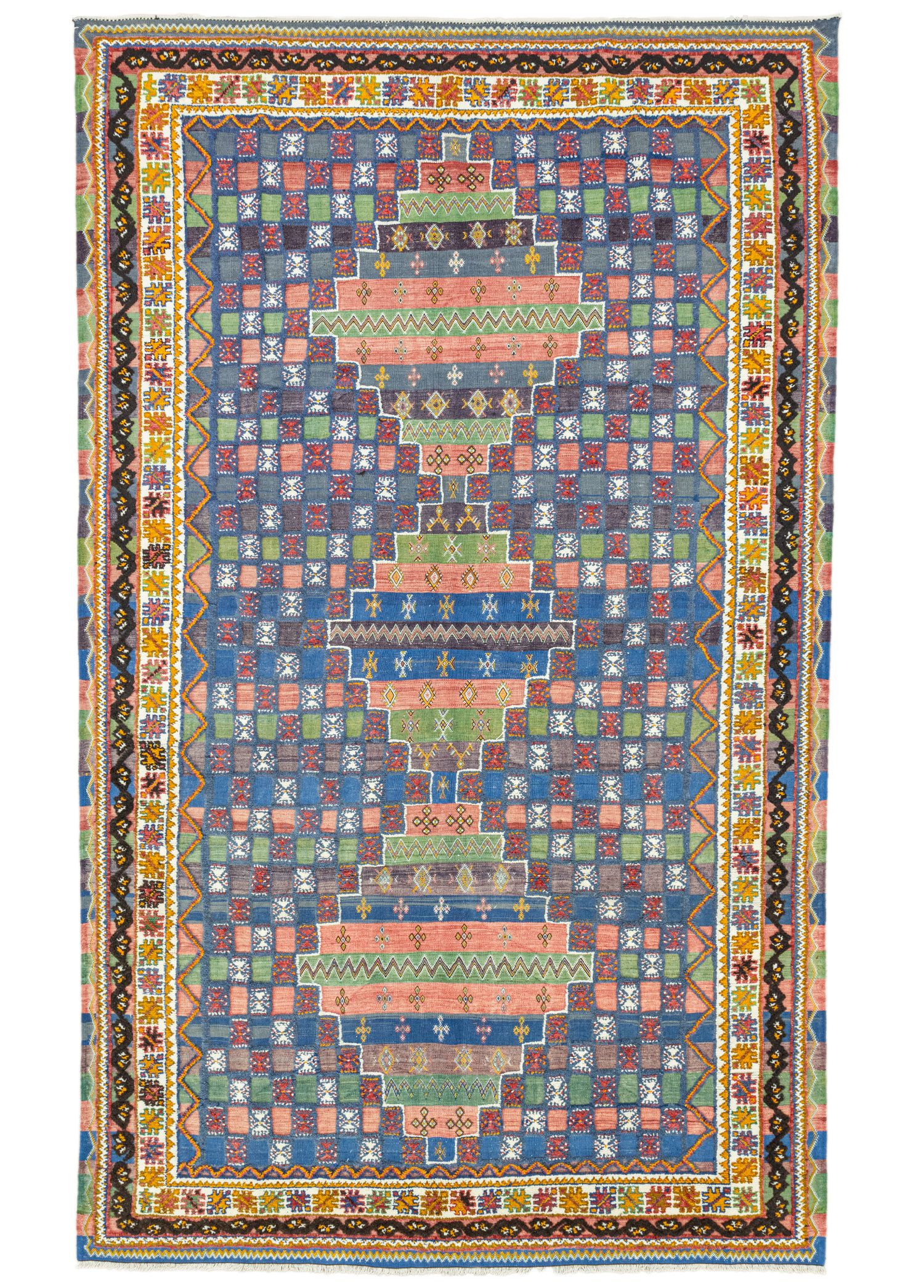 Rabat Geometrik Desenli Fas Halı Kilim 205x344 cm