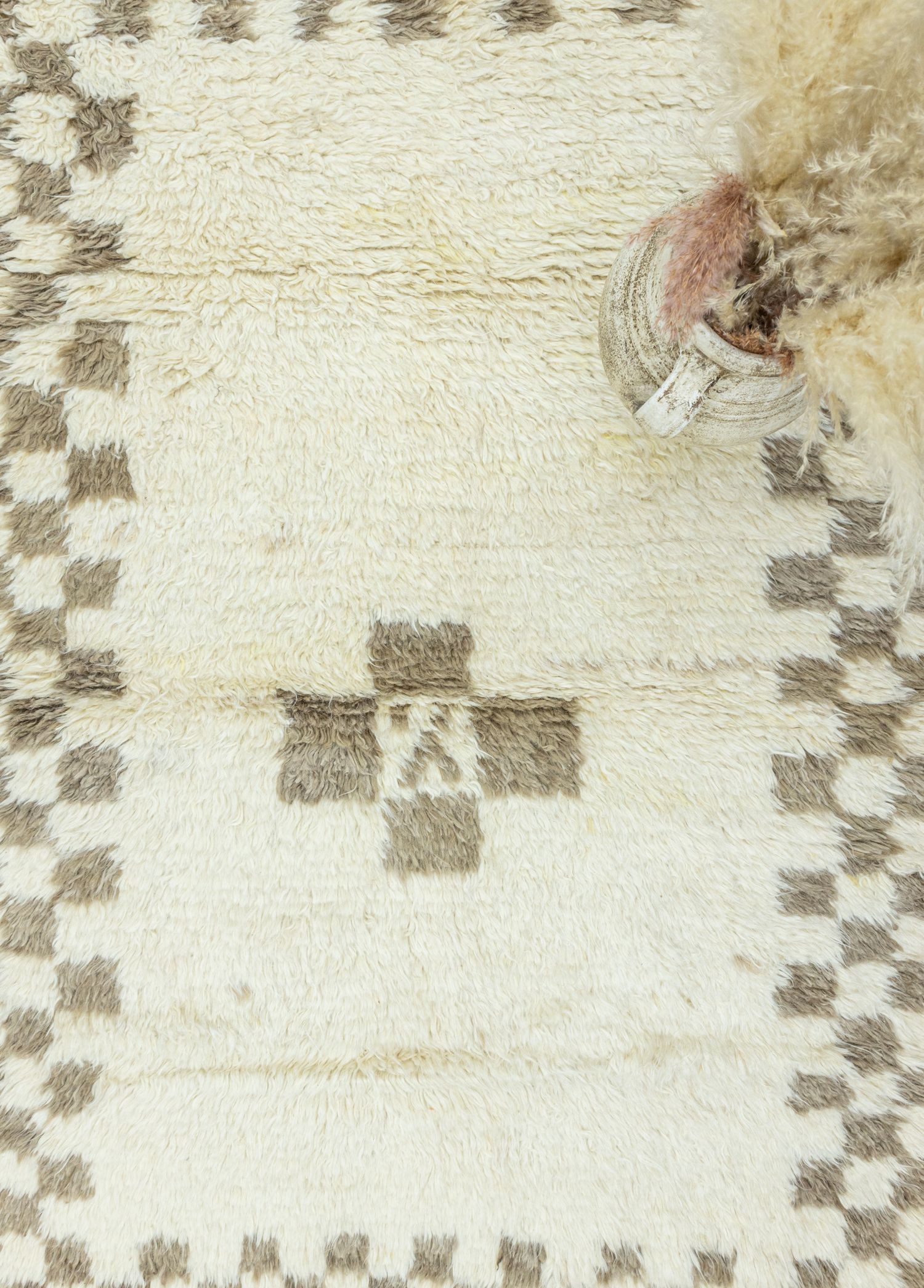  Mary Checkered Handwoven Wool Rug 118x181 cm