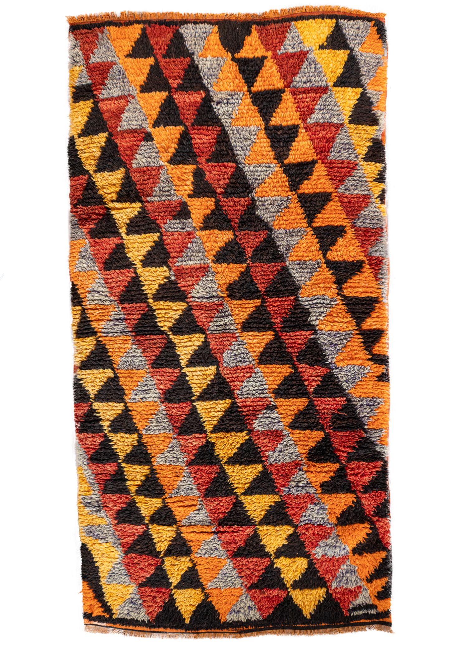 Olivia Geometric Patterned Hand Woven Wool Carpet 127x253 cm