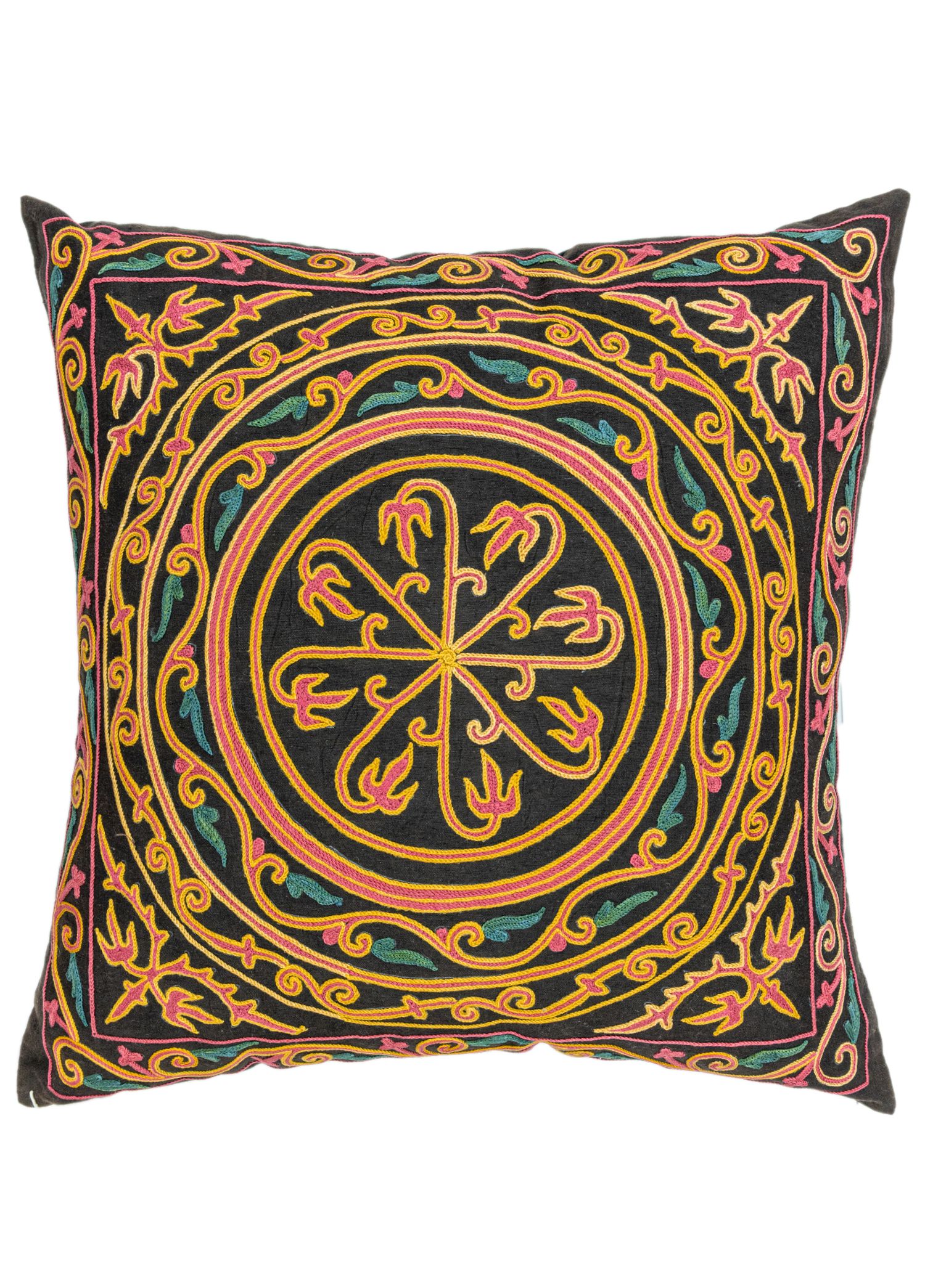 Ahves Embroidered Black Silk Cushion 50x50 cm