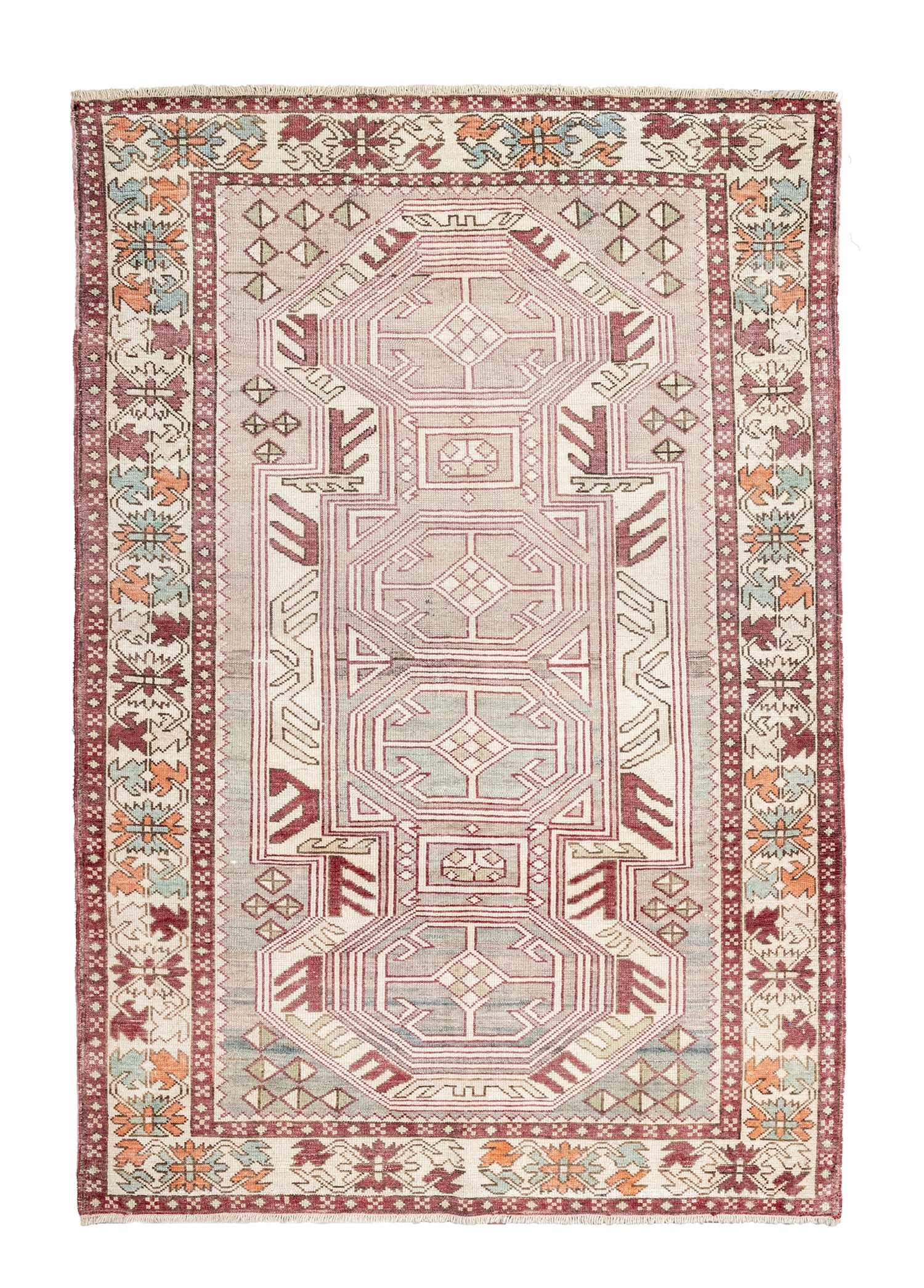 Arsen Primitive Patterned Colorful Hand Woven Wool Carpet 128x187 cm