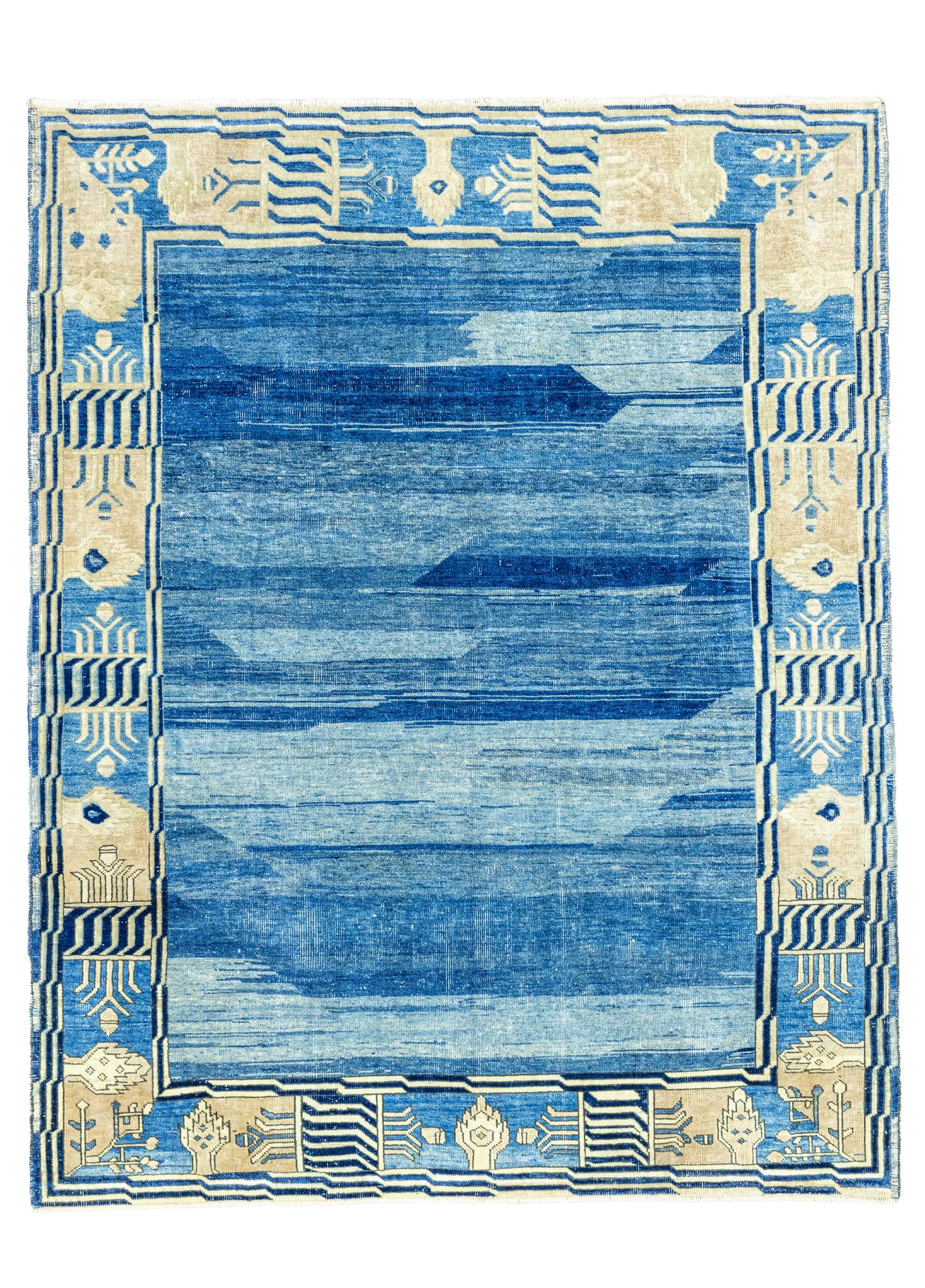 Ravil Modern Abrajlı El Dokuma Mavi Halı 178x230 cm