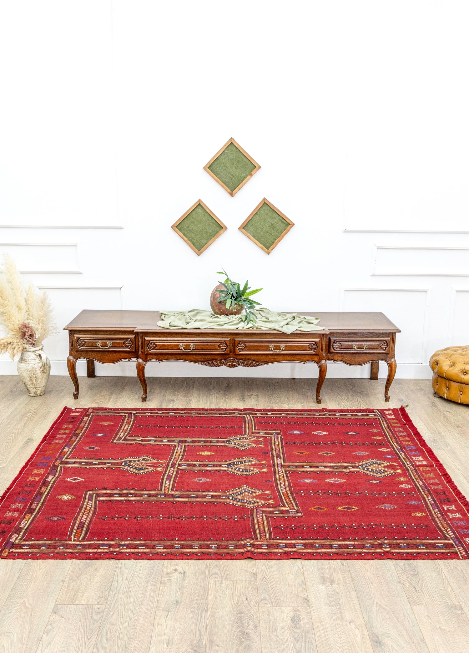 Birgos Anahtar Motifli Yün Kilim 164x225 cm