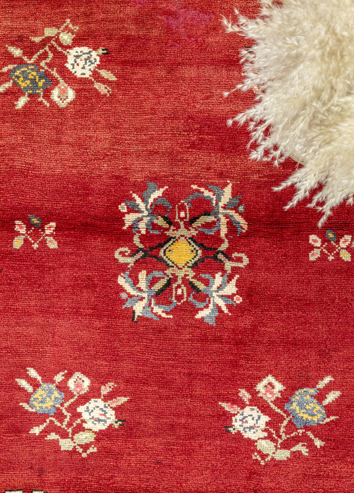 Bordeaux Floral Handwoven Wool Rug 198x296 cm