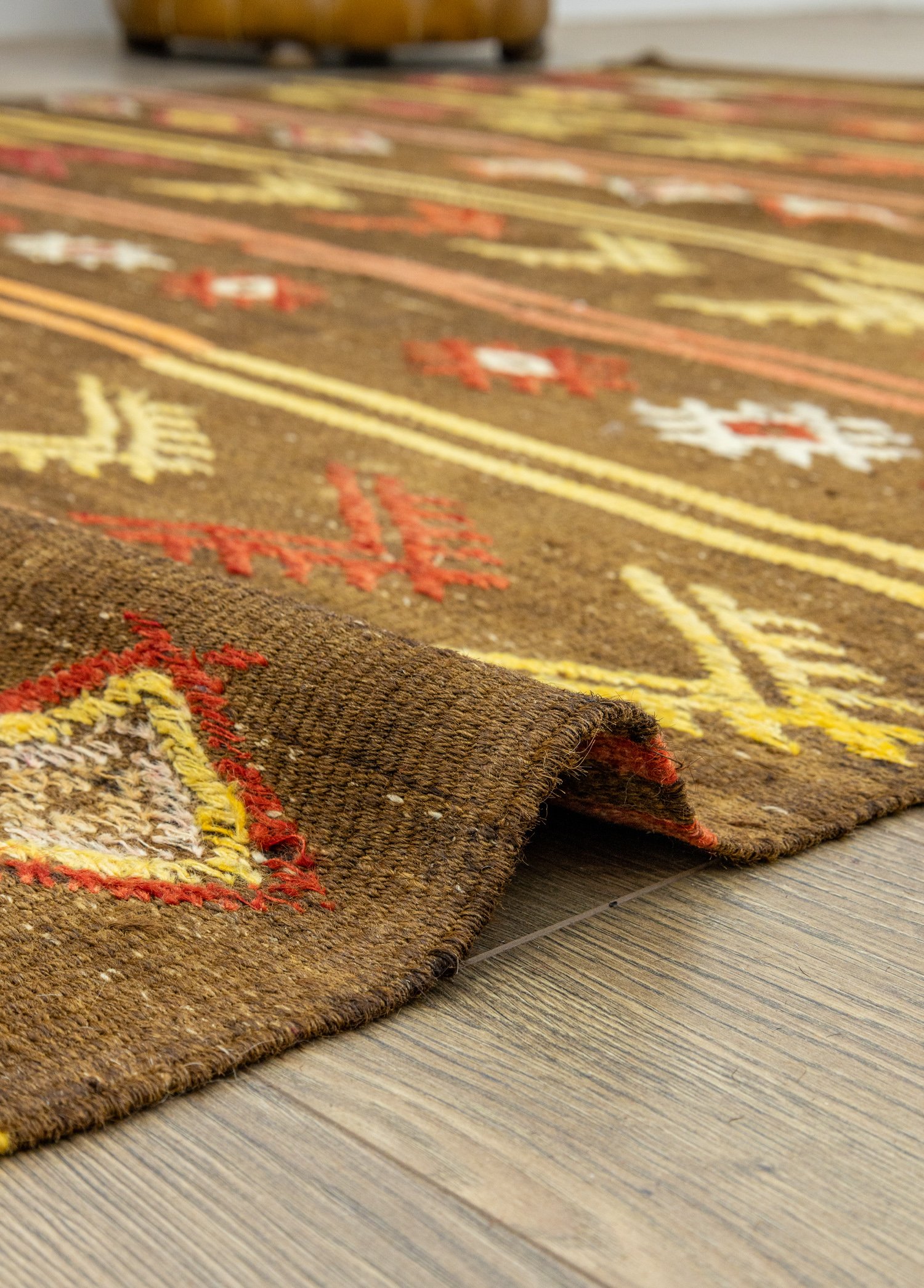 Brownish Striped Three-Panel Kilim 170x389 cm