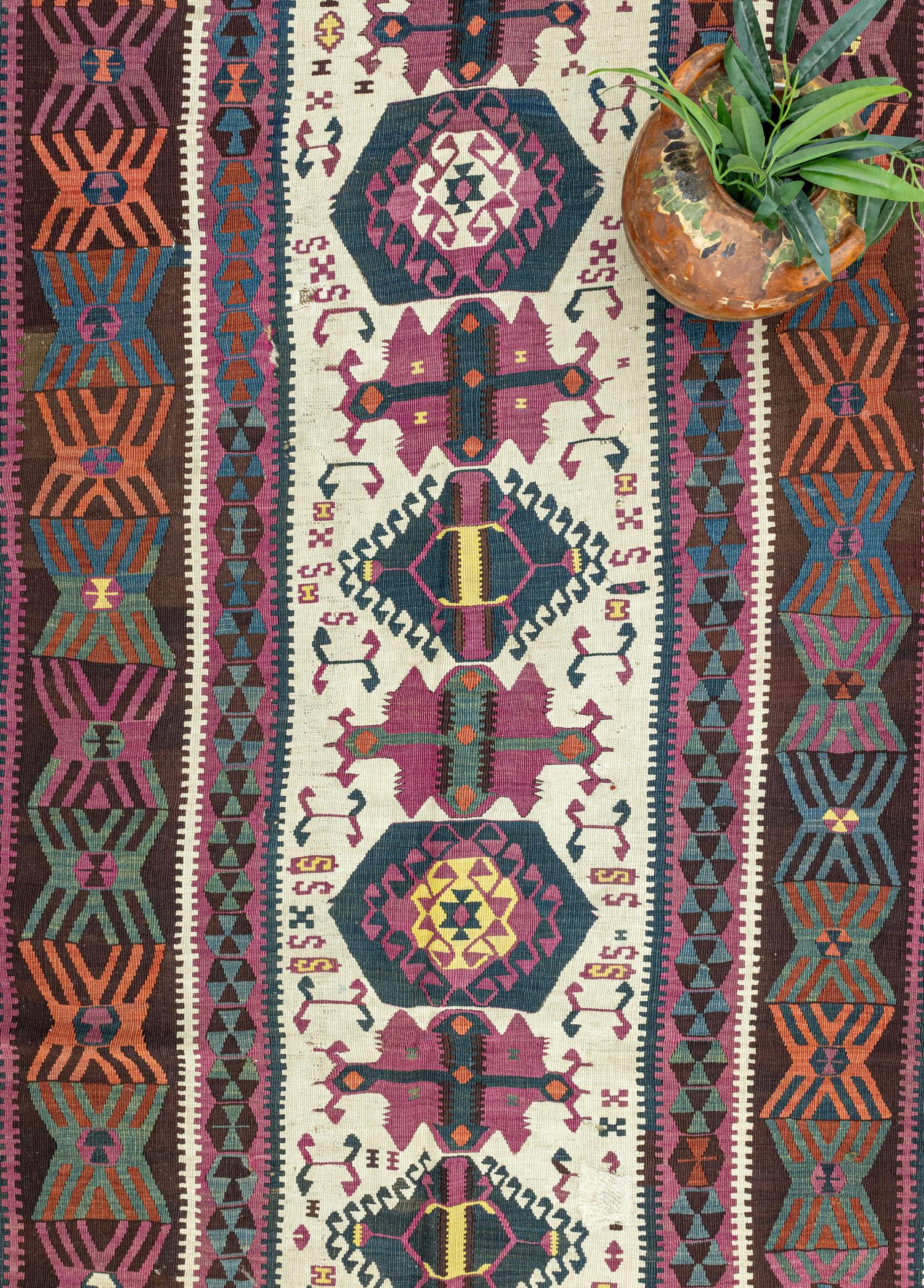 Kars, Kağızman Hand-Woven Antique Kilim Runner 144x392 cm