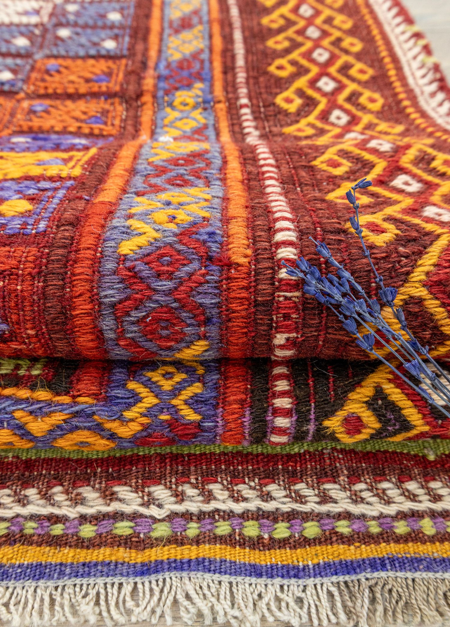 Feriz Geometric Patterned Hand-Woven Cicim Kilim 172x311 cm