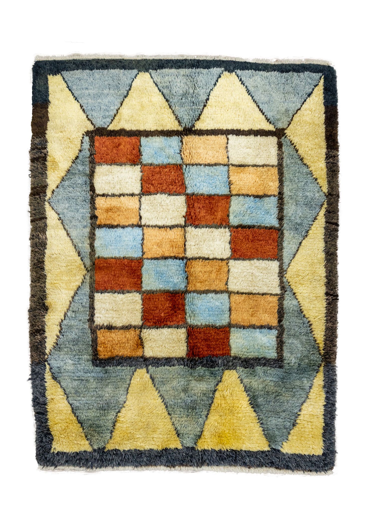 Uraz Colorful Geometric Pattern Wool Shaggy Rug 140x186 cm
