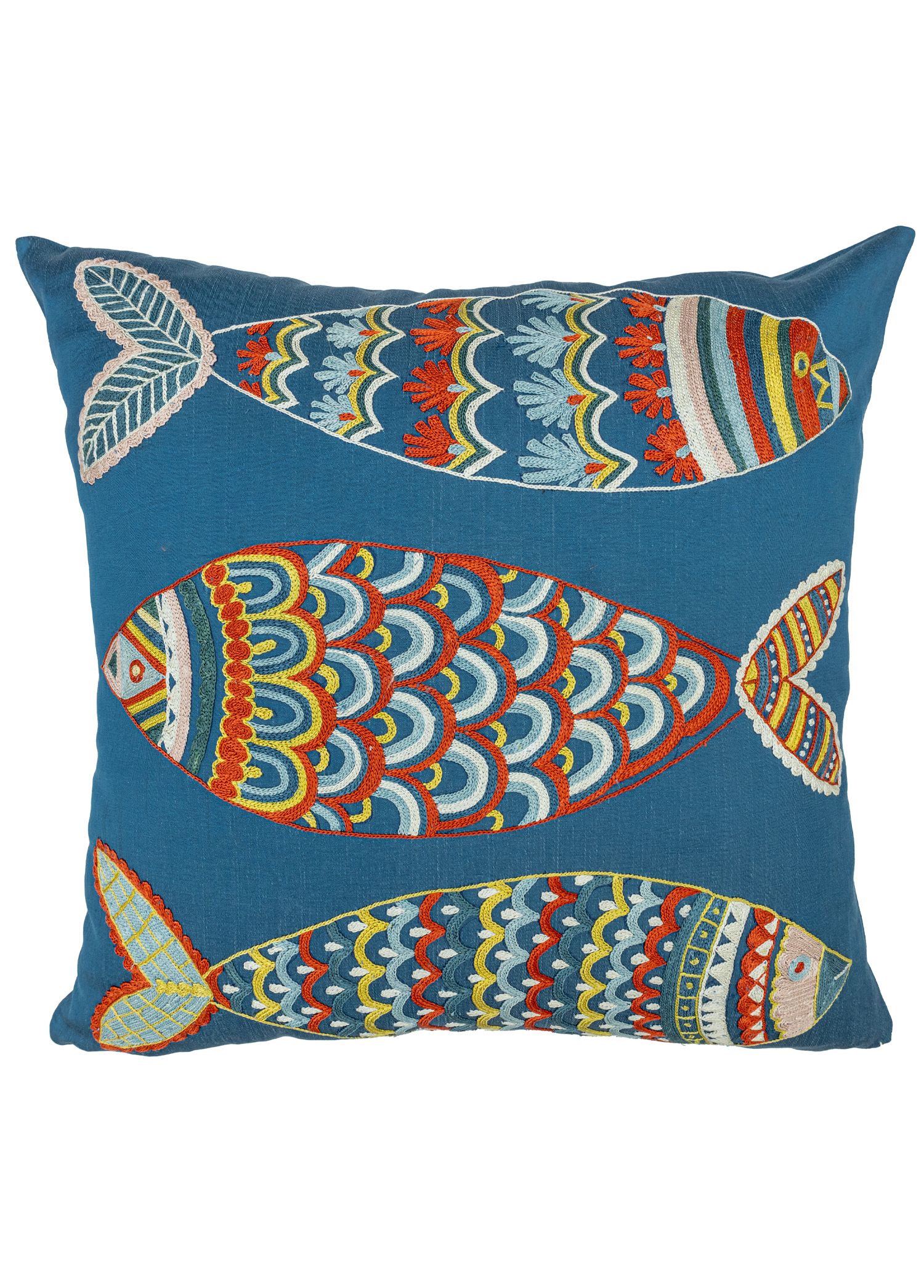 Kılcan Fish Patterned Suzani Cushion 50x50 cm