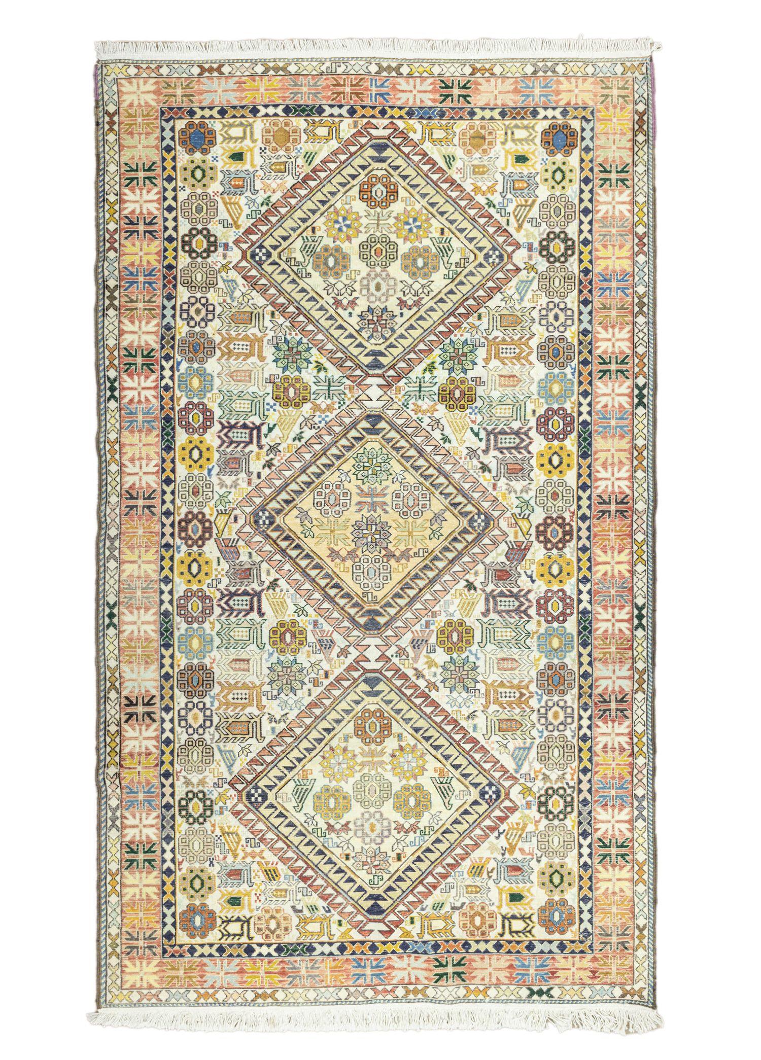 Zahedan Etnik Tasarımlı İpek Kilim 124x217 cm