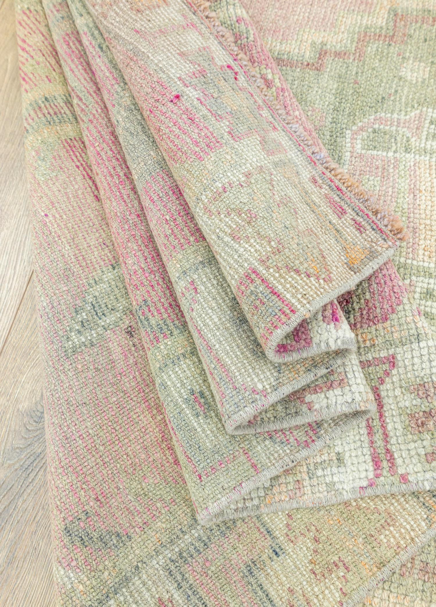 Airat Pastel Colored Hand-Woven Herki Runner 116x414 cm