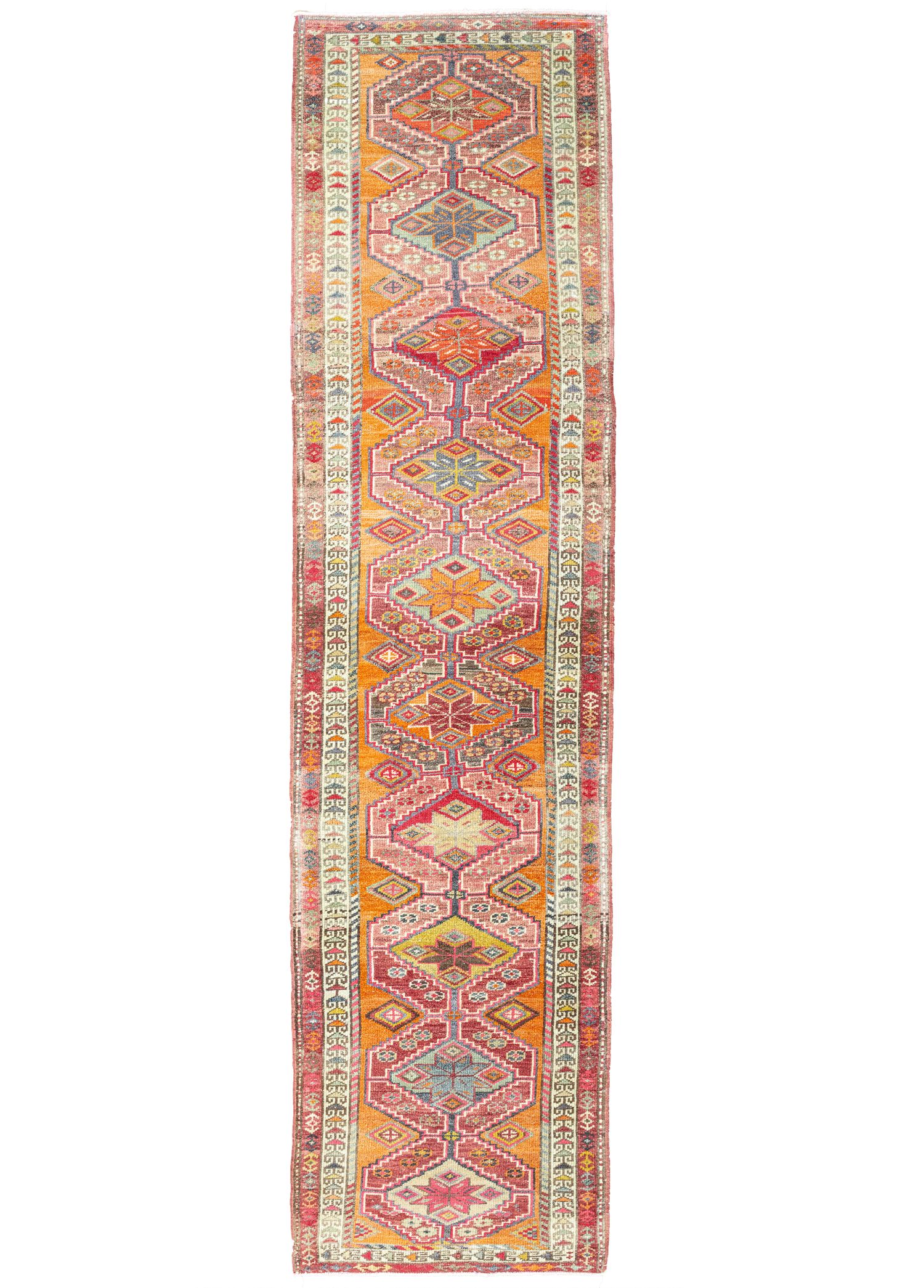 Kuzca Geometric Patterned Wool Herki Runner 91x408 cm