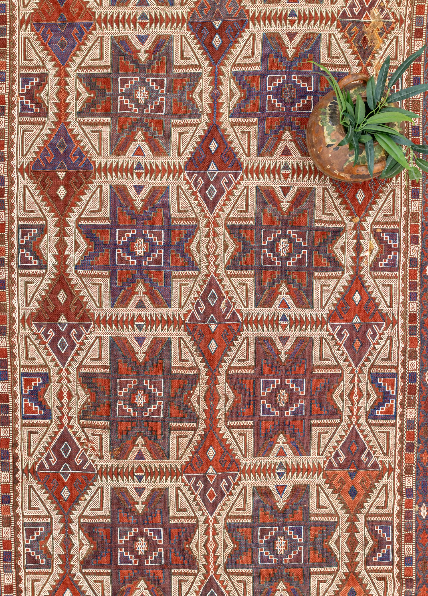 Konya, Handwoven Cicim Antique Kilim