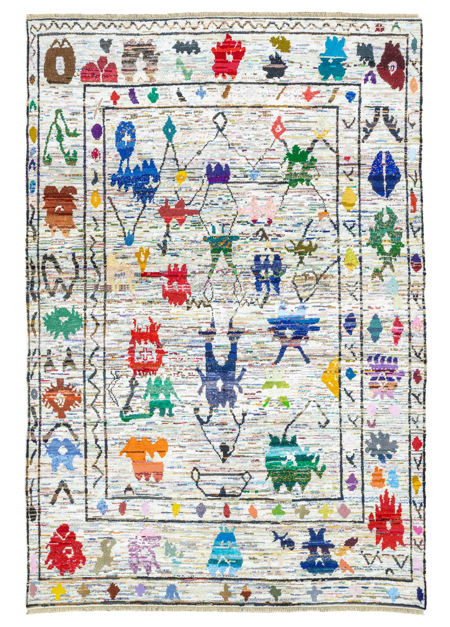 Timer Primitive Figured Colorful Hand-Woven Rug 273x403 cm