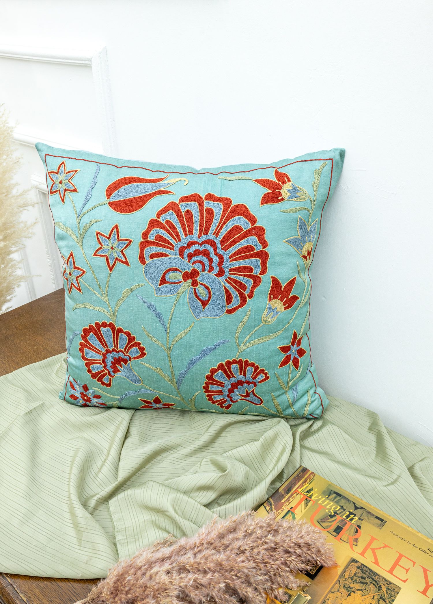 Ayaz Handmade Silk Suzani Cushion 50x50 cm