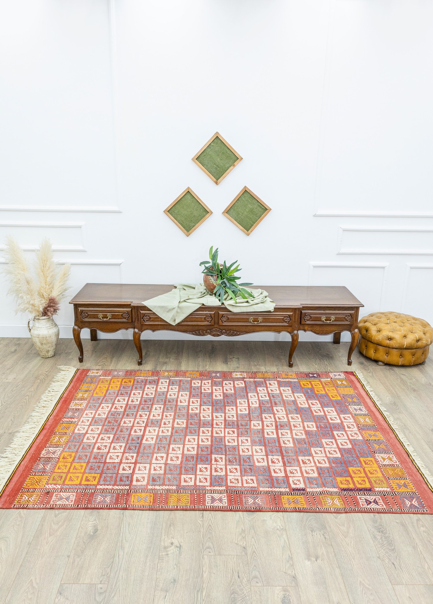 Edra Geometric Patterned Wool Cicim Kilim 152x222 cm