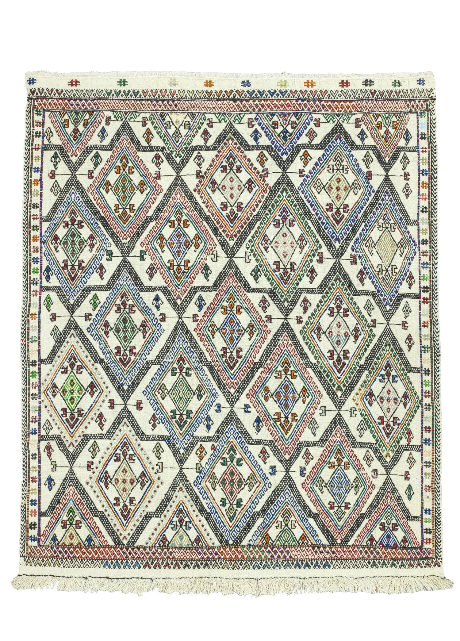 Humeyn Geometrik Tasarımlı Yün Kilim 131x157 cm