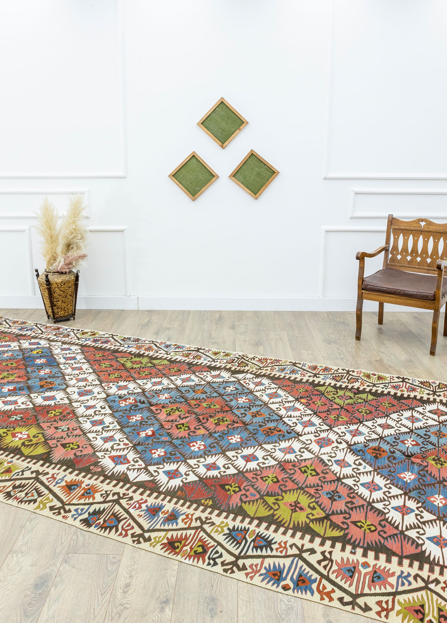 Konya, Ethnic Double-wings Handwoven Antique Kilim