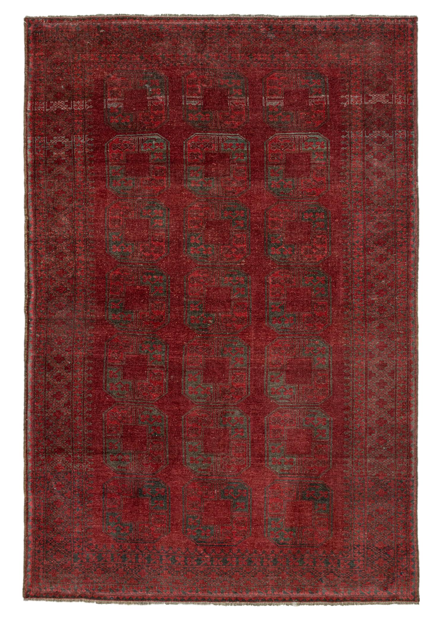 Nora Handwoven Burgundy Afghan Rug 185x271 cm