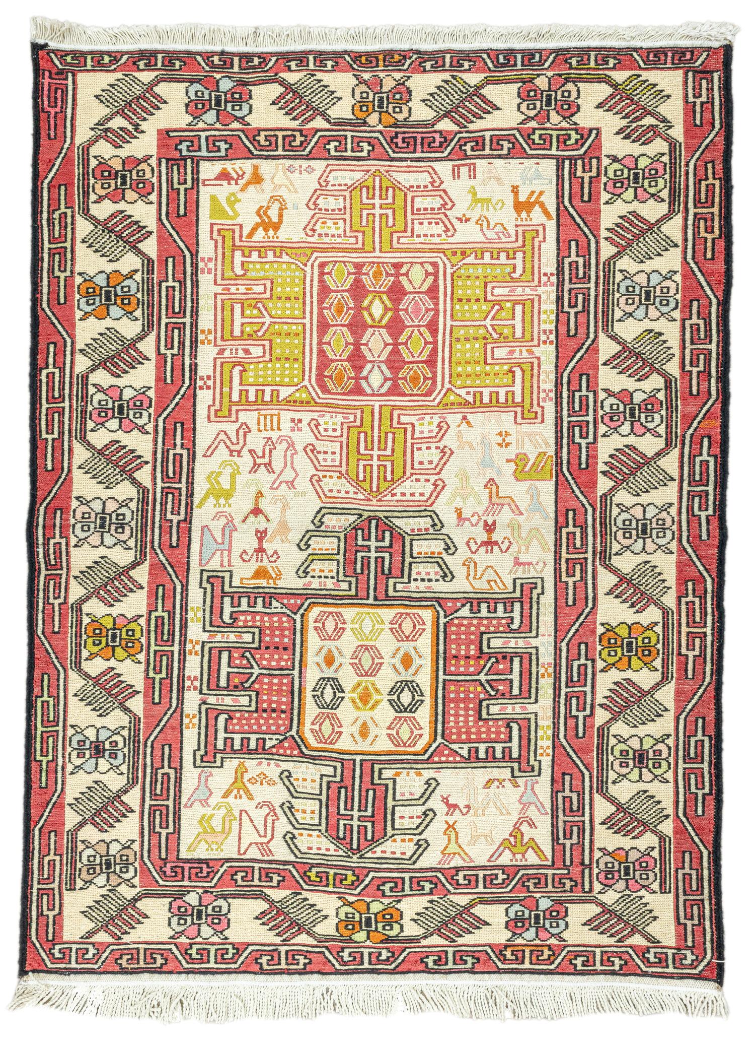 Yelli Renkli Sumak Dokuma Kilim 74x100 cm