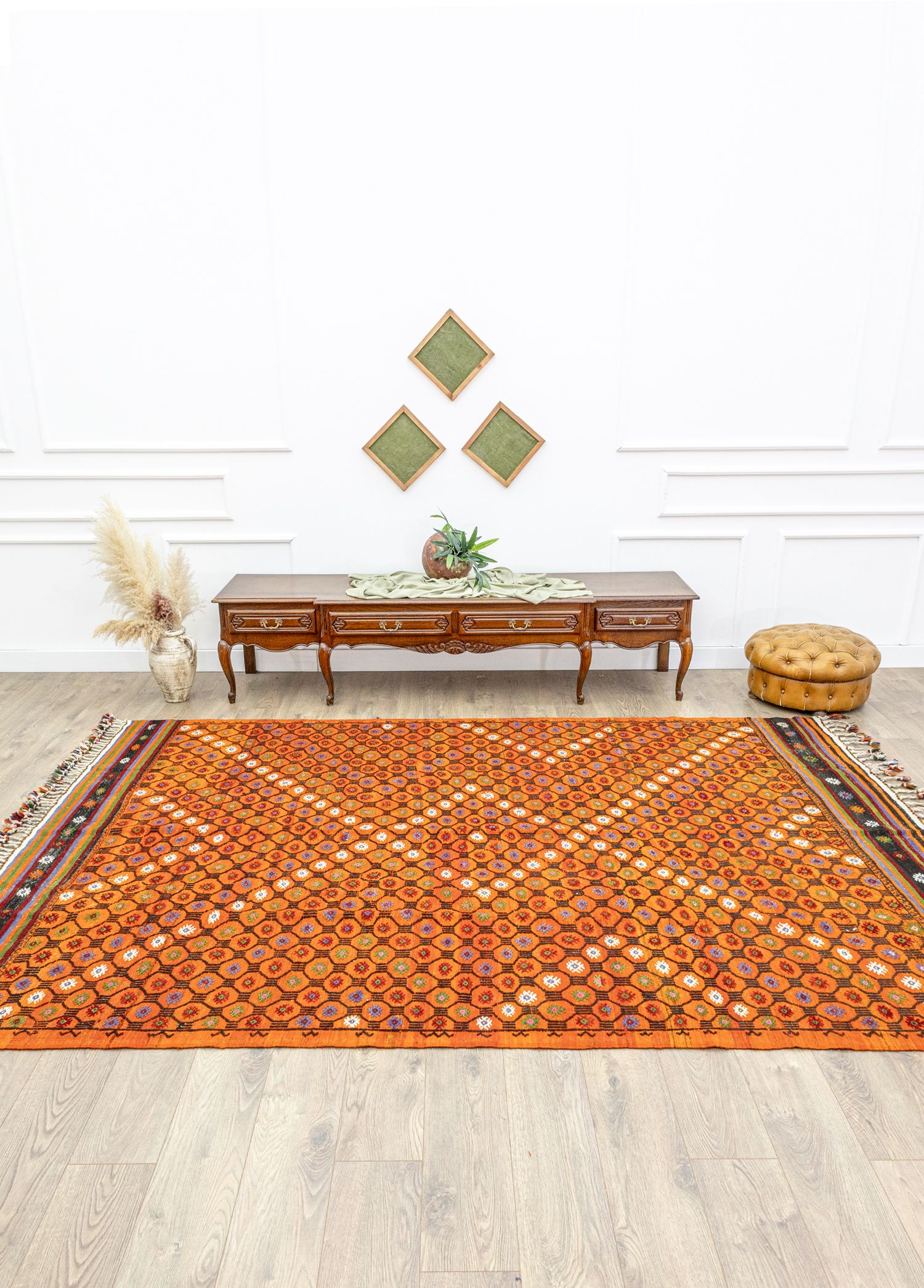 Uraz Geometric Patterned Cicim Kilim 227x325 cm