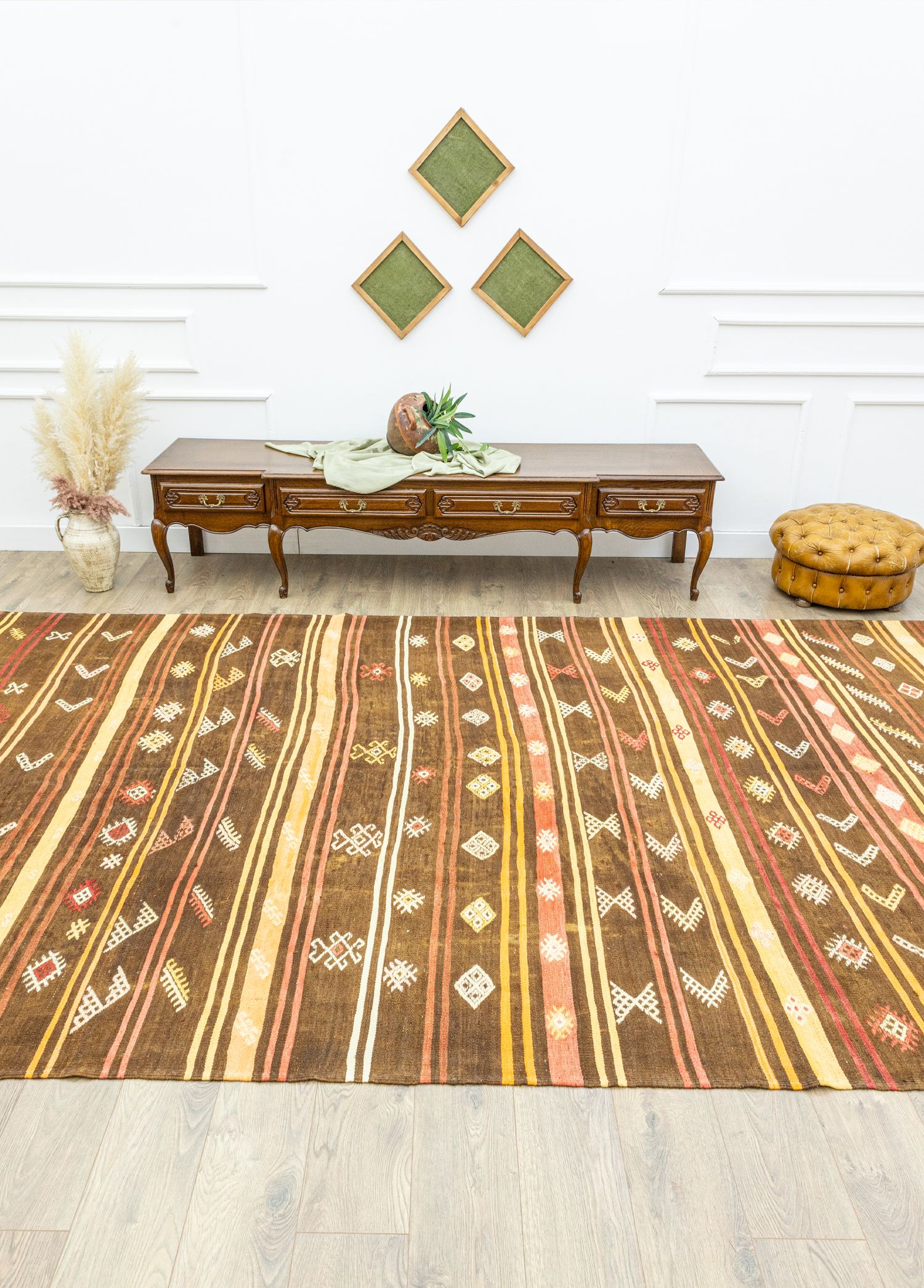 Cicim Handwoven Large Brown Kilim 232x408 cm