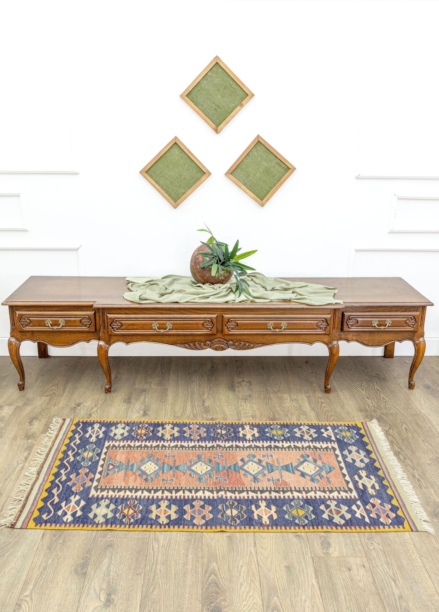 Firas Rustik Tasarımlı Yün Kilim 81x152 cm