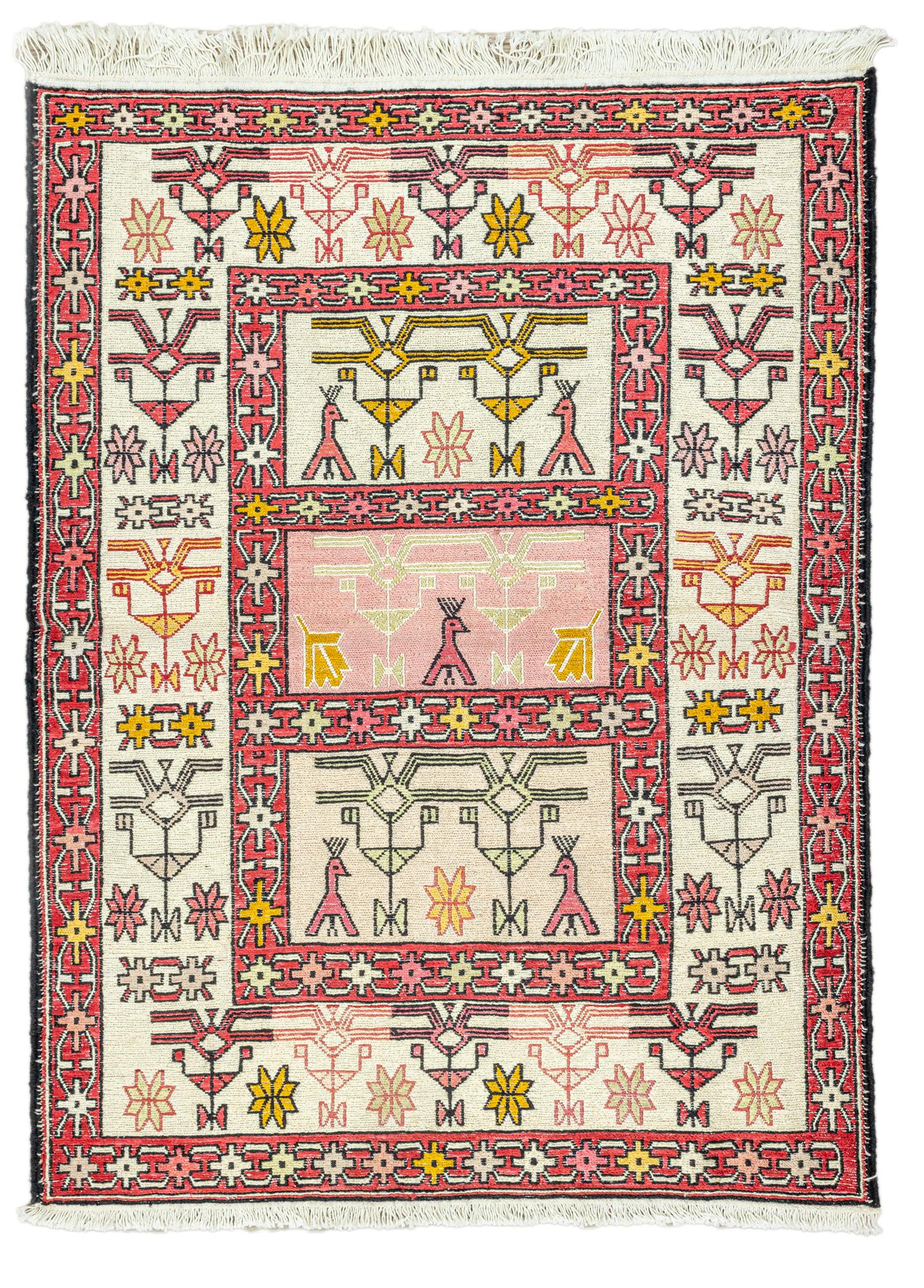 Arven Handwoven Silk Iranian Kilim 70x94 cm